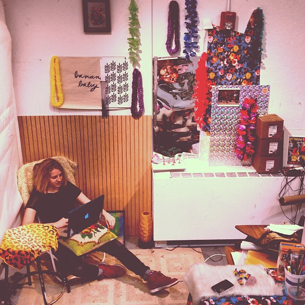 We went to Home Depot to buy supplies. Now we are obsessed with Wainscotting. Also, the majority of us are not going to CABO 2013 for spring break, so made a faux beach environment in the studio. Wish you could hear these sweet waves!