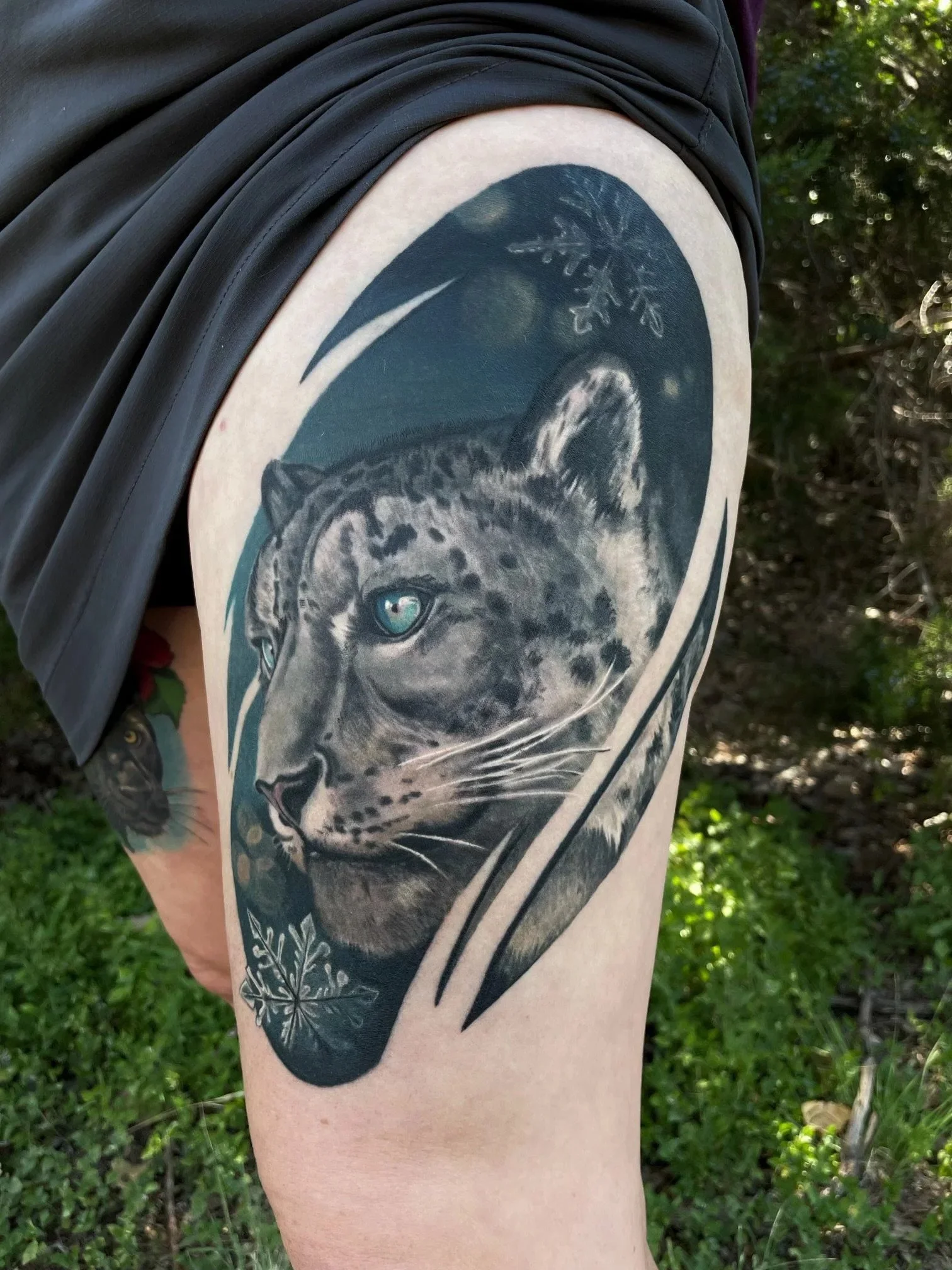custom color leopard realism tattoo Austin by Andrew Matela