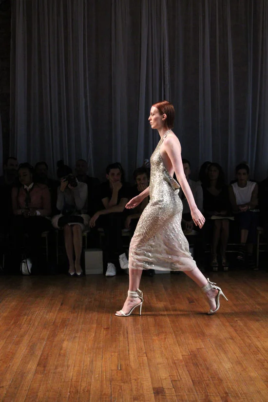 Supermodel Karen Elson killin' it in a slinky slipdress at Jason Wu Spring 2014 . 