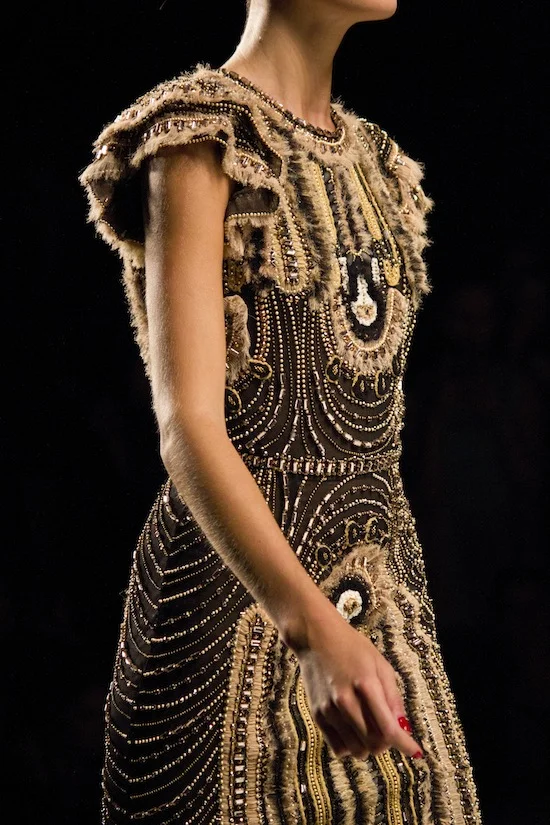 Insanely detailed embroidery at Naeem Khan Spring 2014 . 