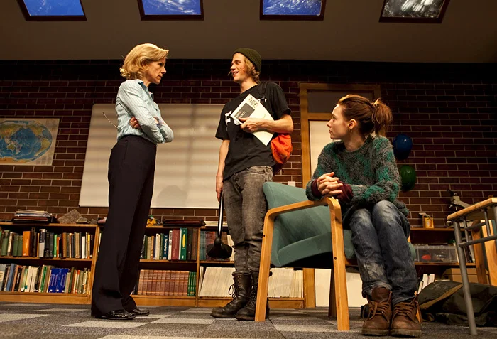 Juliet Stevenson, Johnny Flynn, and Lydia Wilson argue away the rain forests (Photo: Pete Jones)