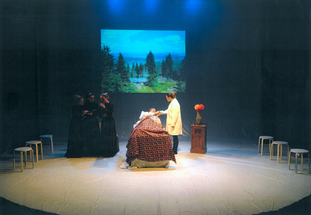 The opening scene of Chekhov in Hell at St Bede's Senior School, East Sussex