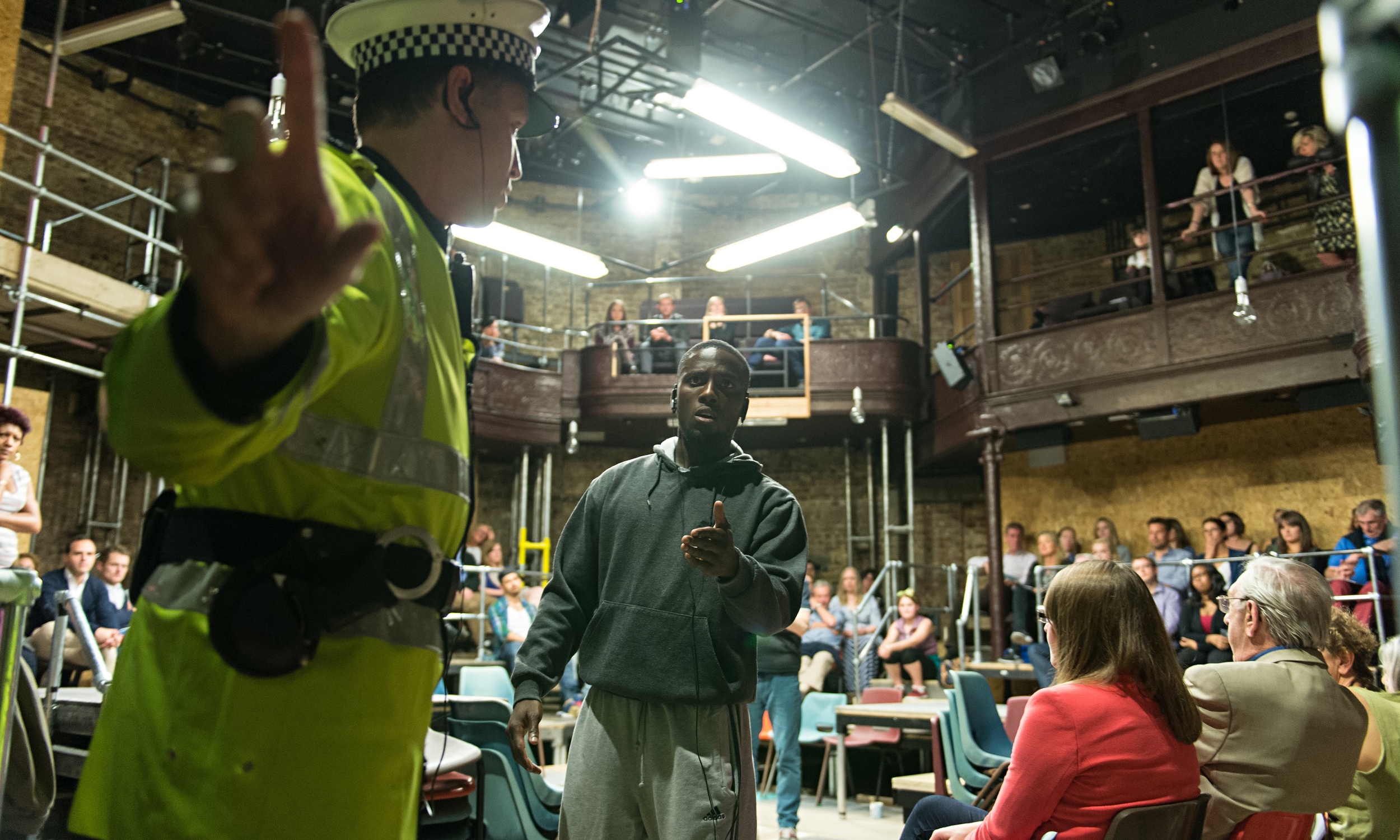 Rufus Wright and Bayo Gbadamosi in Little Revolution by Alecky Blythe (Almeida, 2014): photo Manuel Harlan