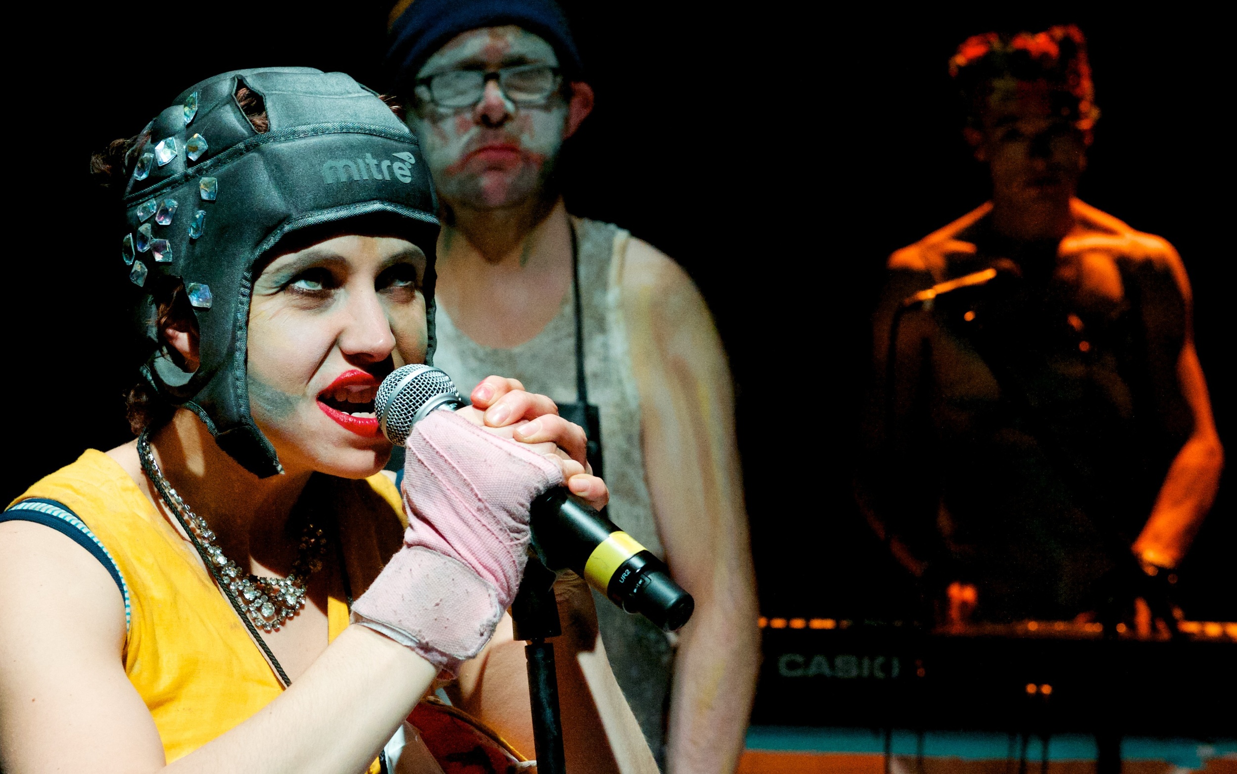 Caroline Horton, Simon Startin and John Biddle (L-R) in Islands at The Bush Theatre.