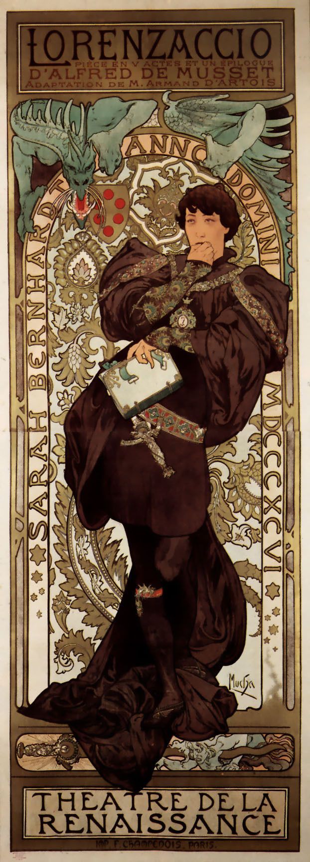Poster for the premiere of the play in 1896, in which the title role was played by Sarah Bernhardt