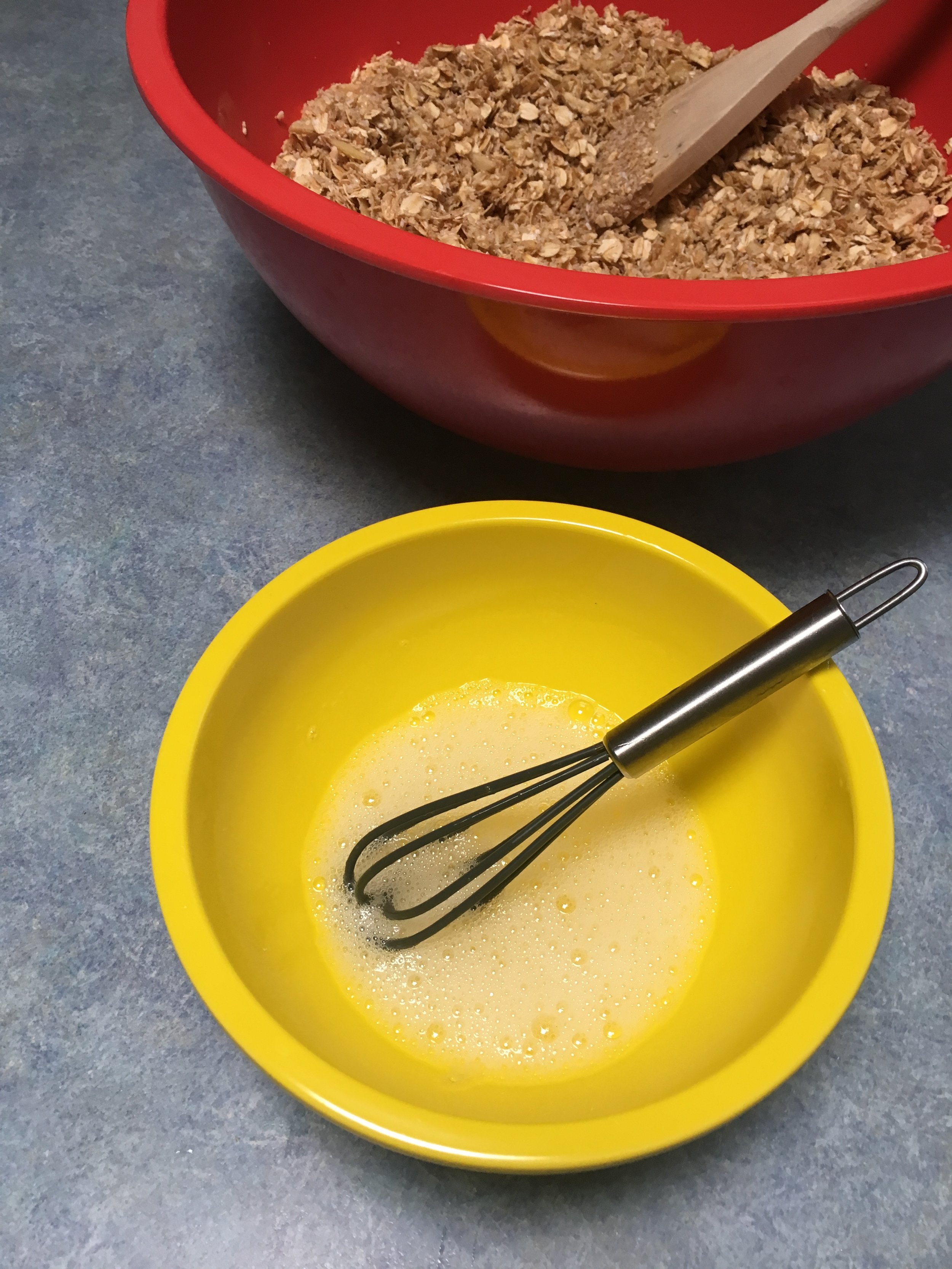Whisk egg whites until foamy