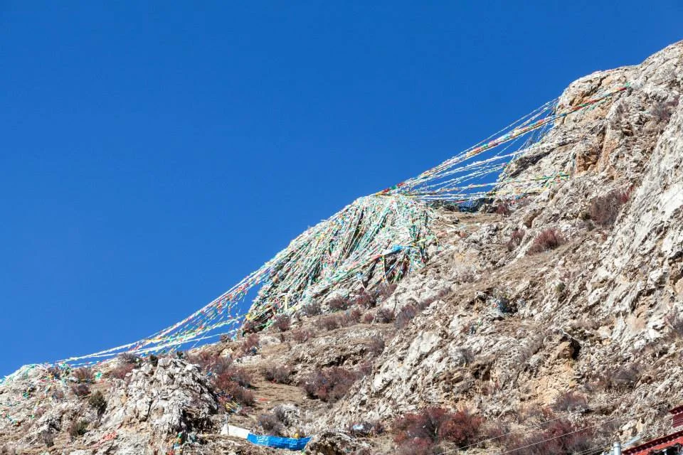 A small section of the Prayer flags that adorn the mount tops