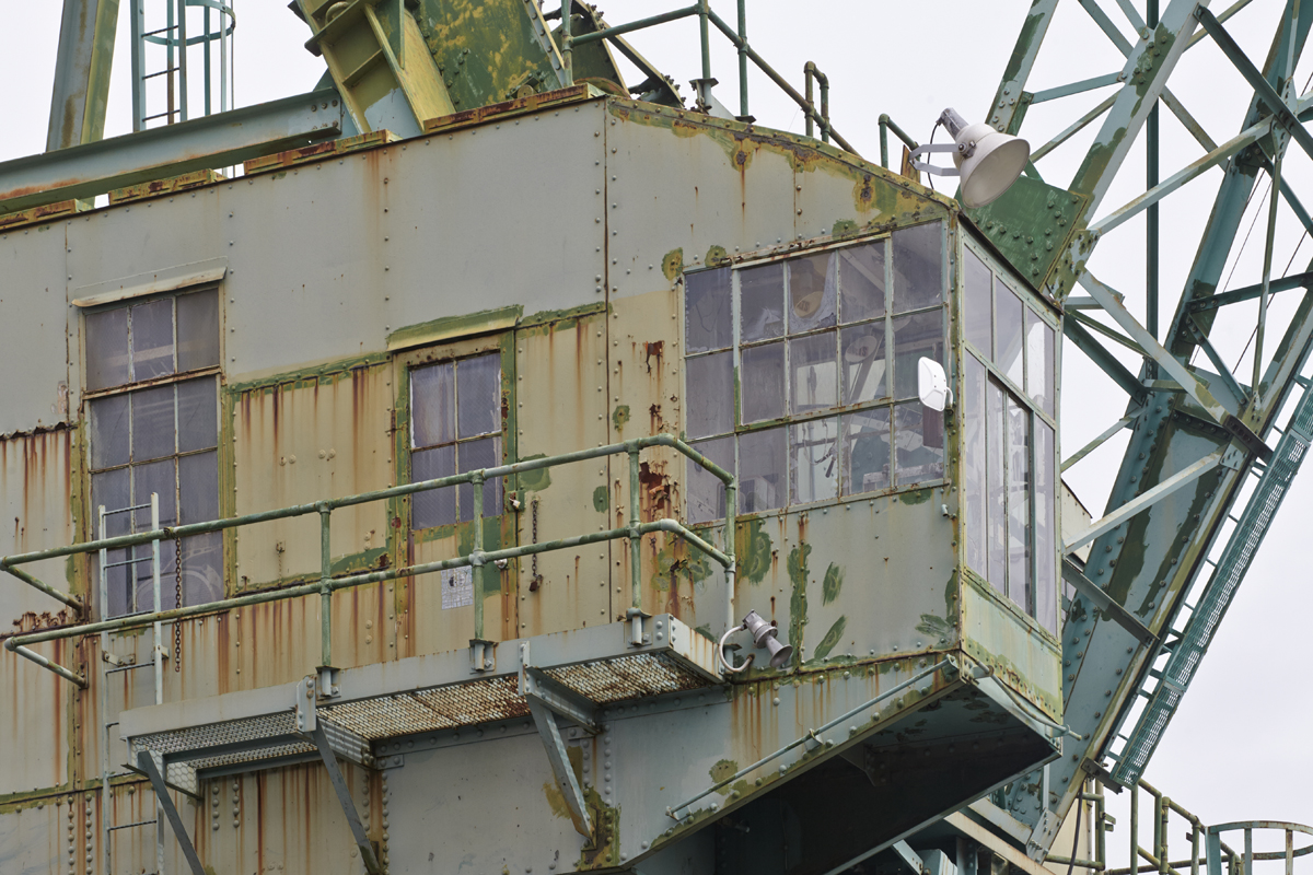 One of the many cranes in the dry docks