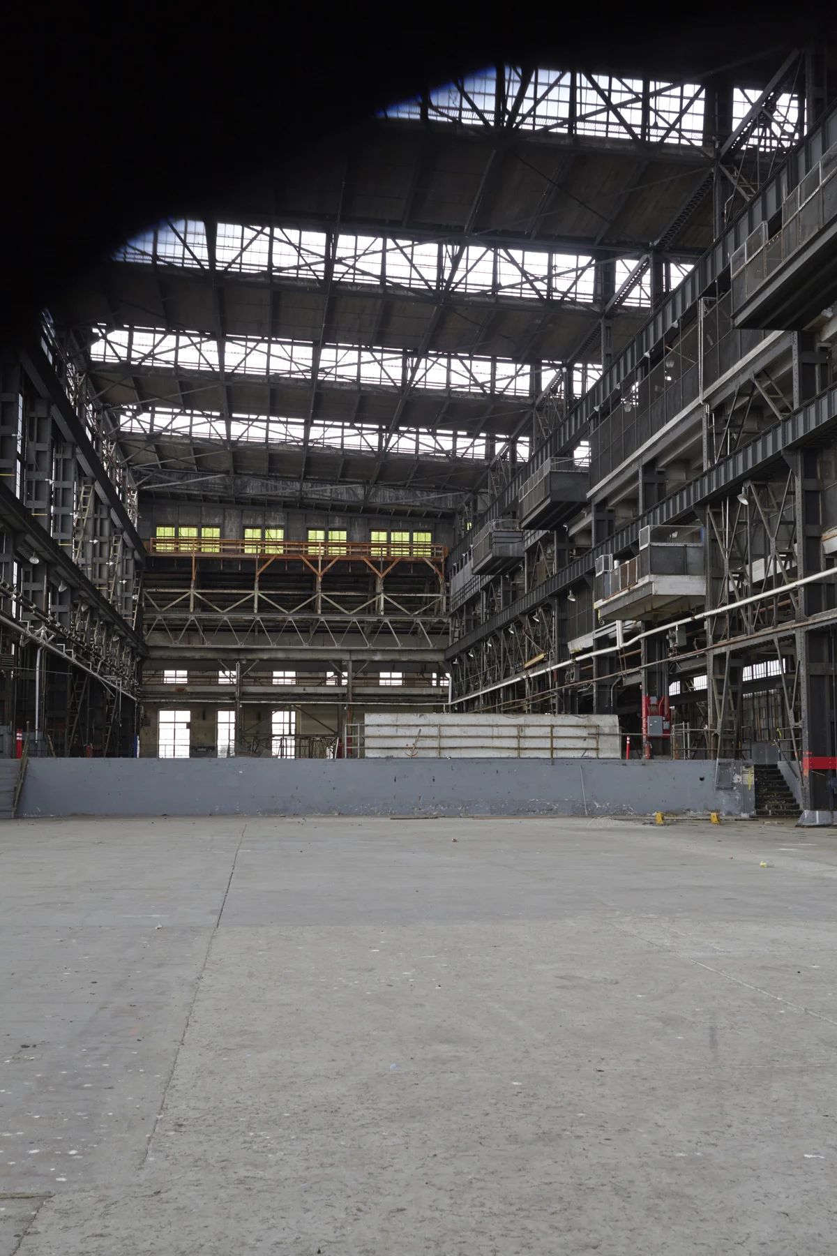 Shot of an empty factory through a hole in the door! 