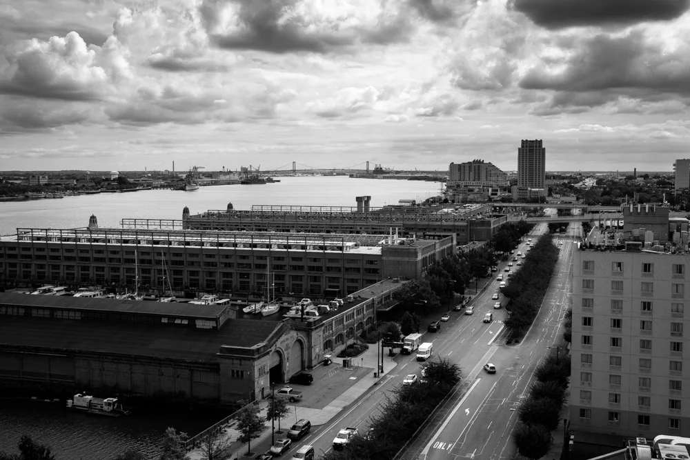 Write Lighting Urban Philly PA Highway Black and White Photography.jpg
