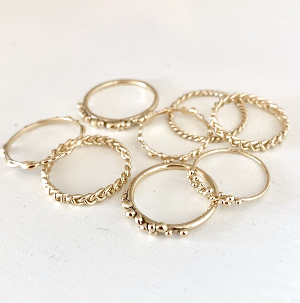 14 Karat Yellow Gold Rope Ring - Feeding On Frost