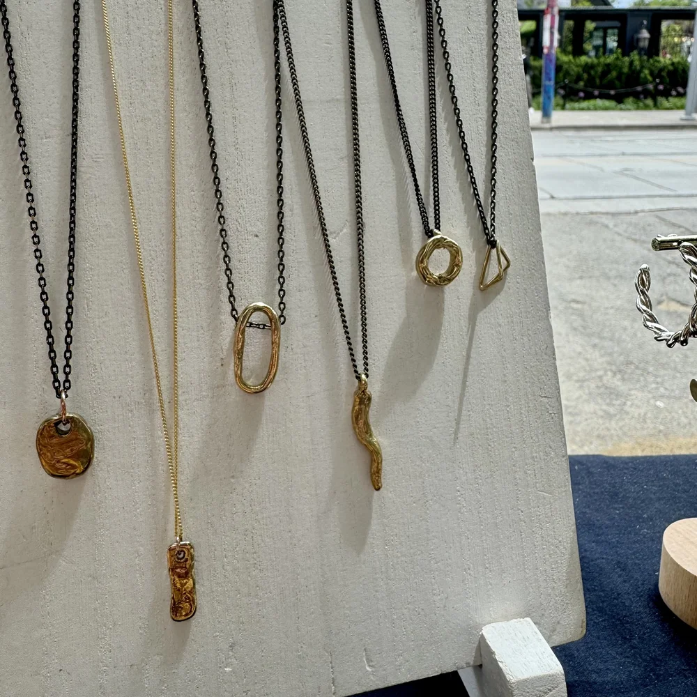 Brass Tag Necklace, Handmade Solid Brass Necklace, Made in - Main Image