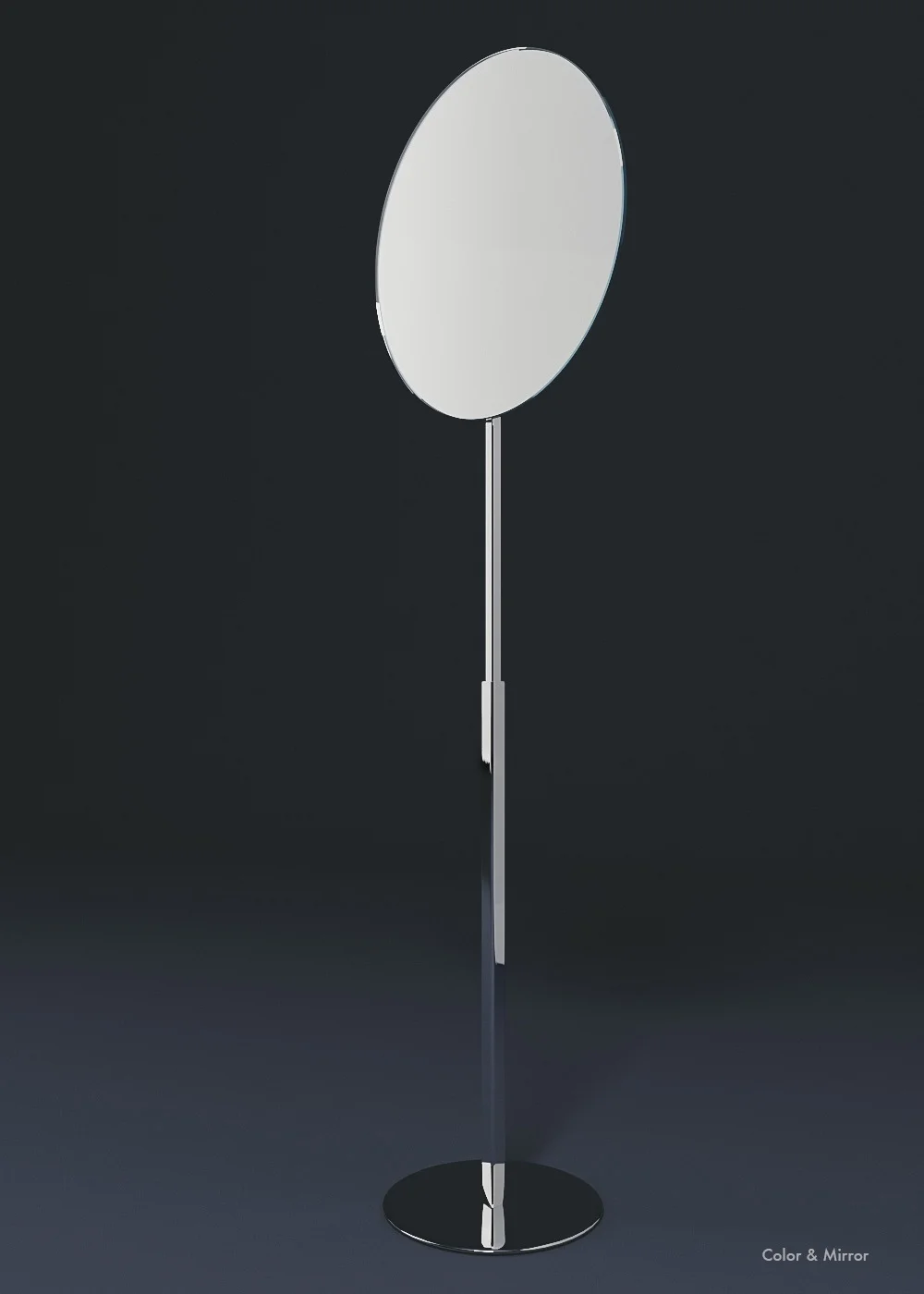 Chrome standing mirror photographed in Color and Mirror studio.