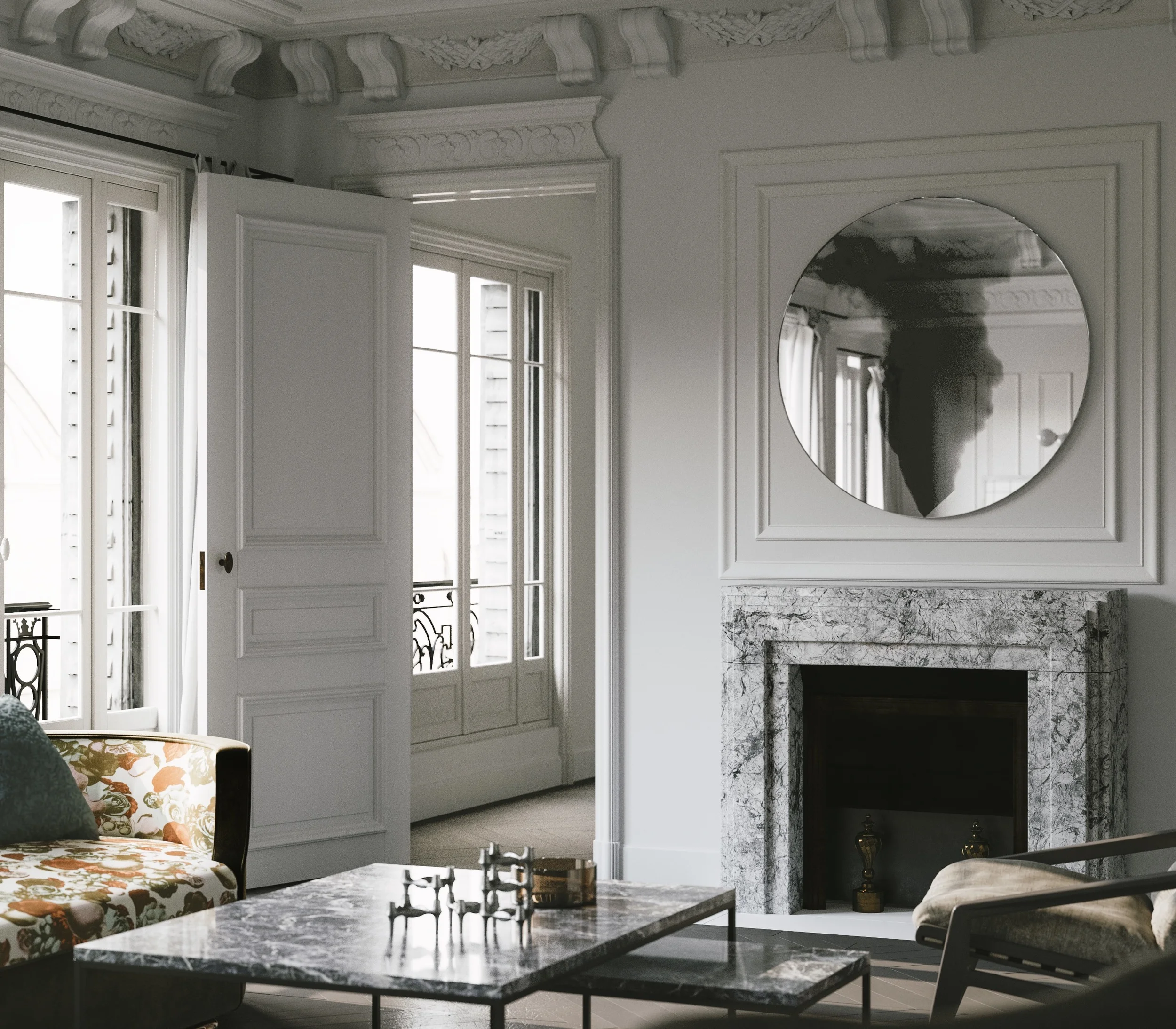 Hand Made 34" Round Wall Mirror