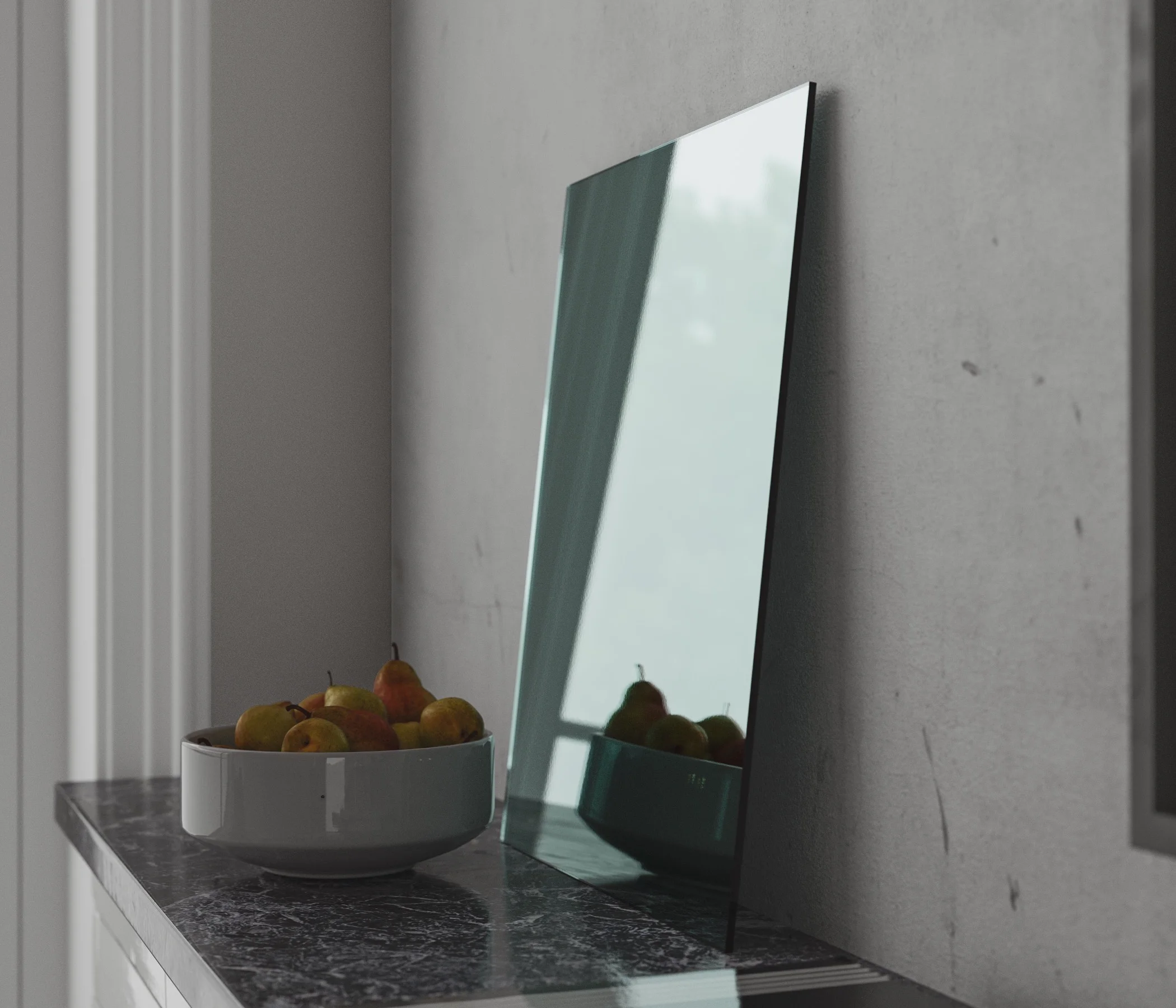 Side photo of Aqua mirror