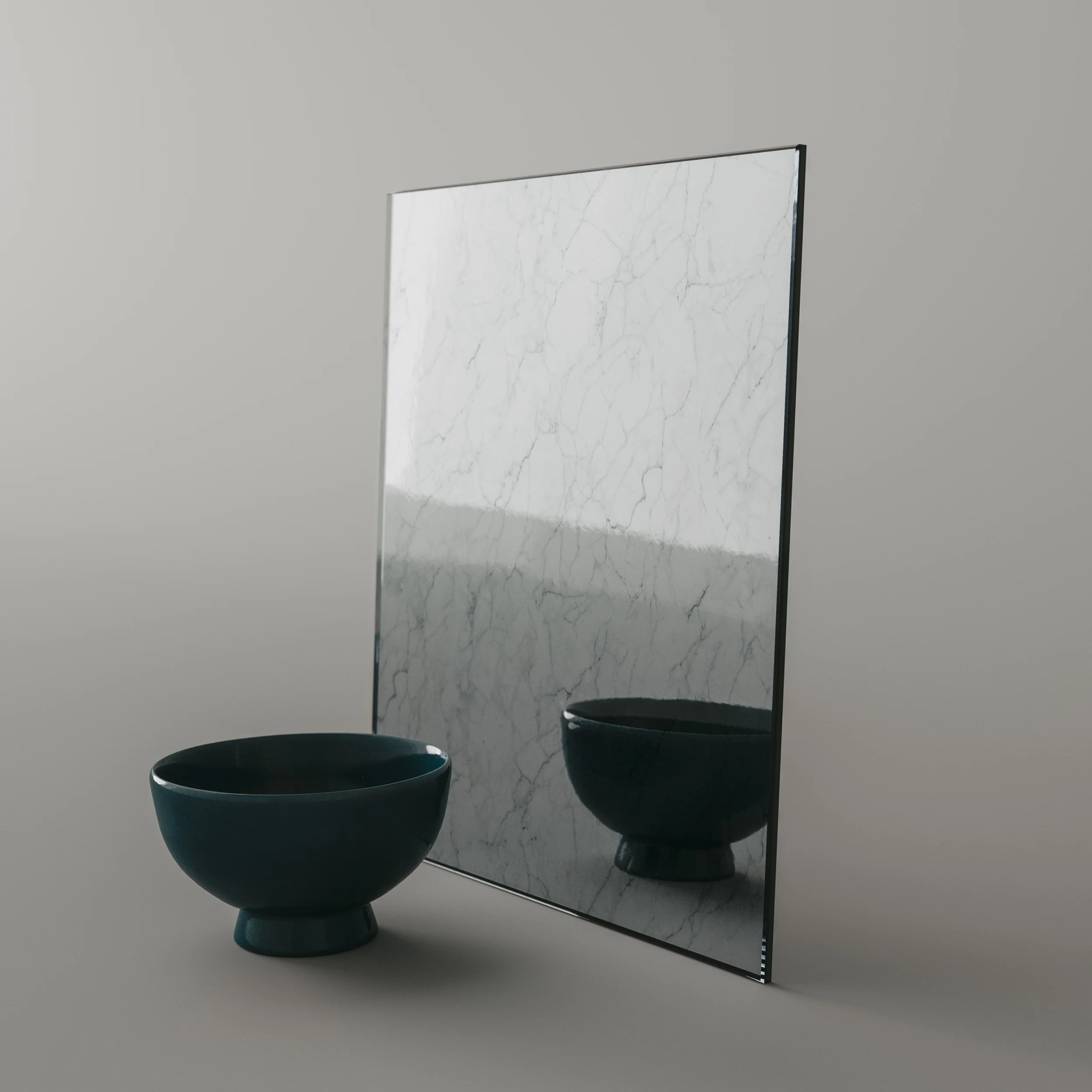 Side view of marbled mirror