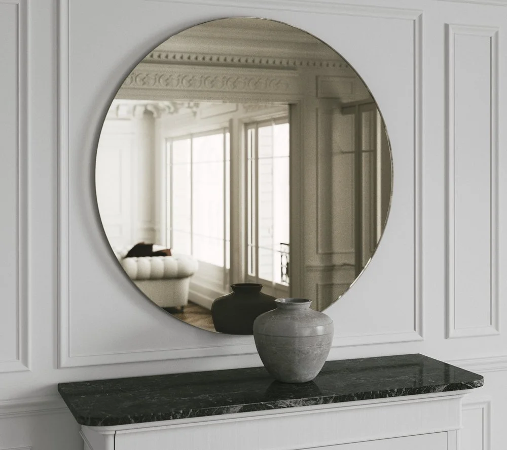 Classic Art Deco style mirror with golden mirror