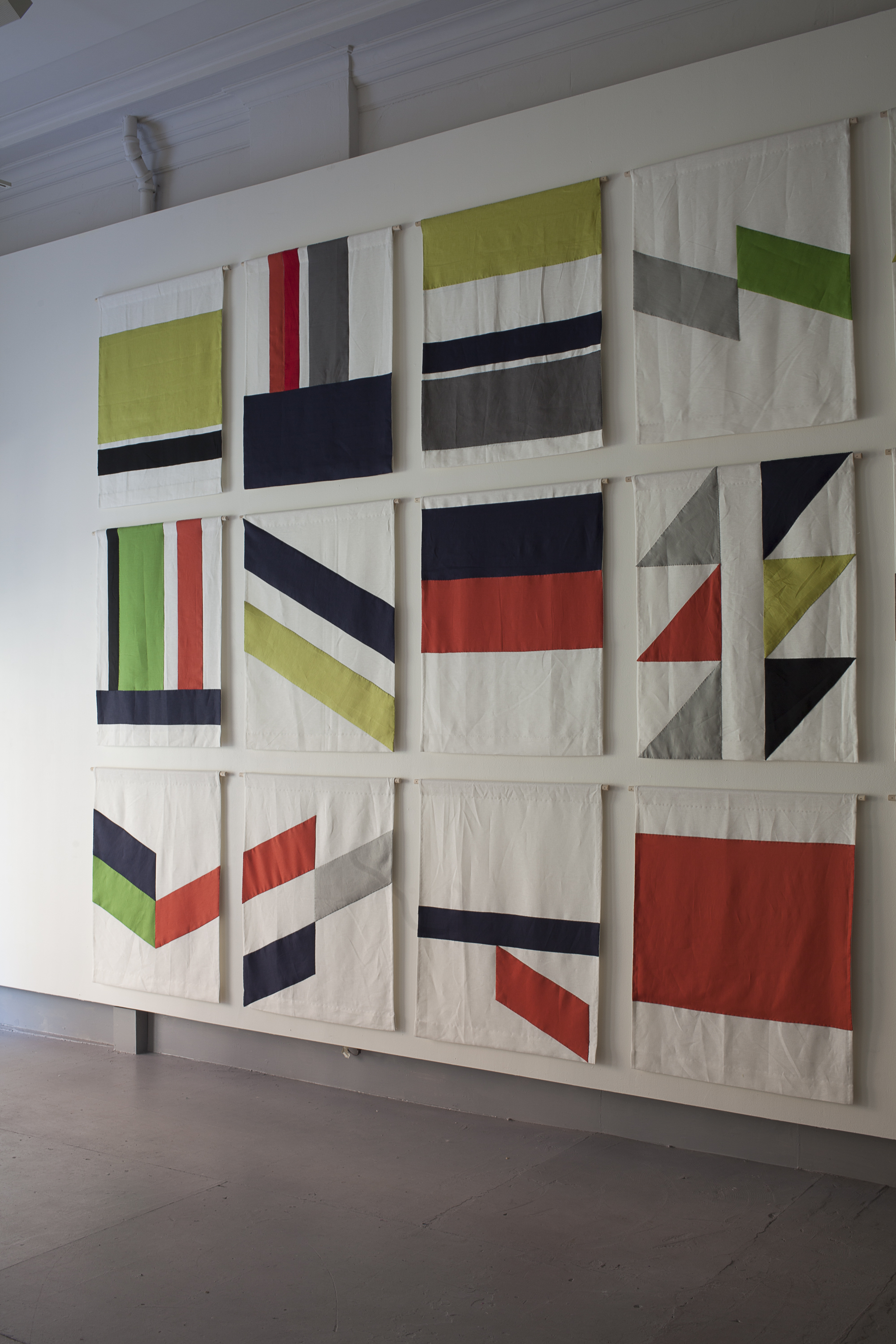 Hand-sewn fabric banners at SPACE Gallery. Delivery No. 4.