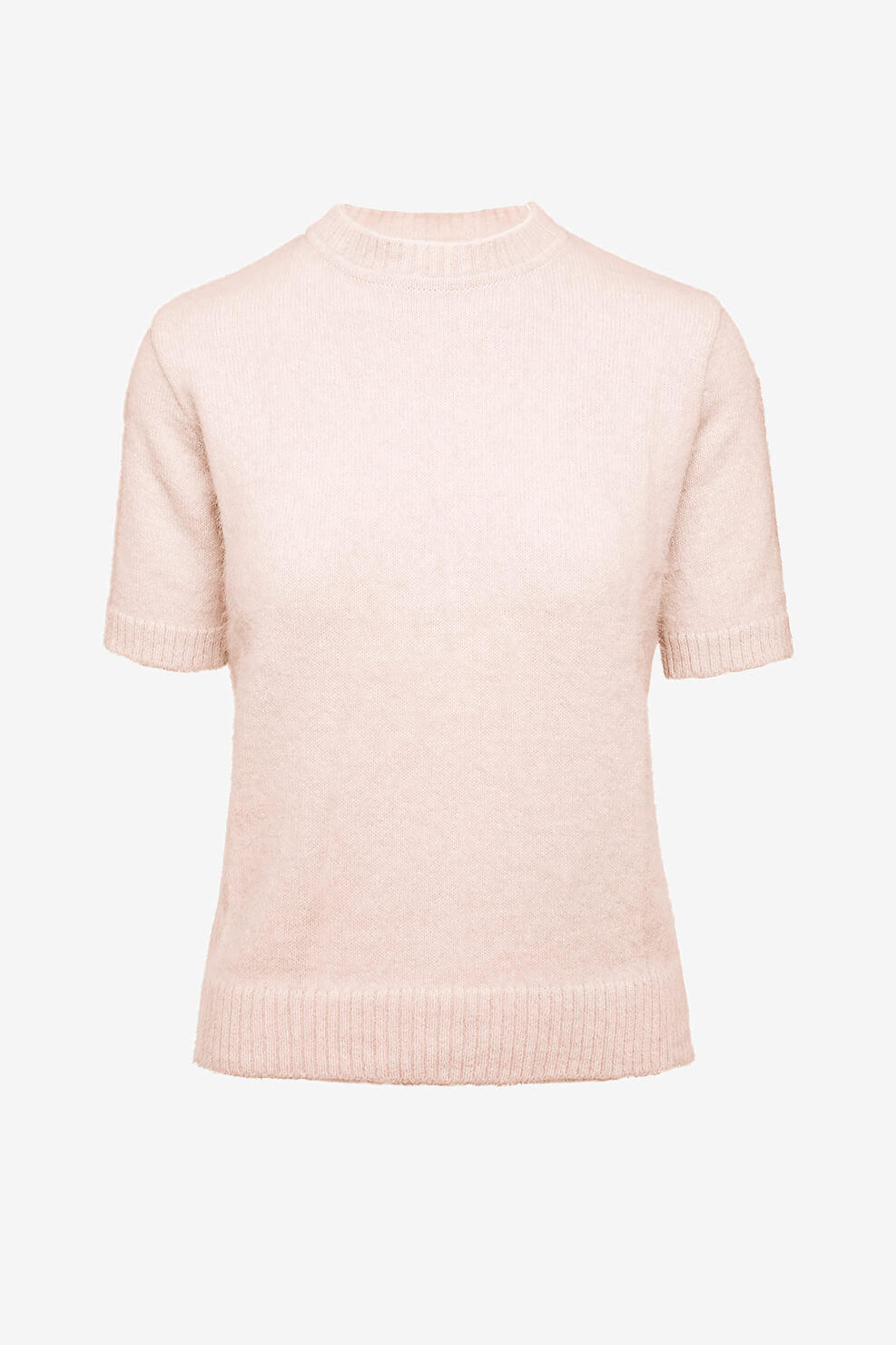 Fuzzy short sleeve knit