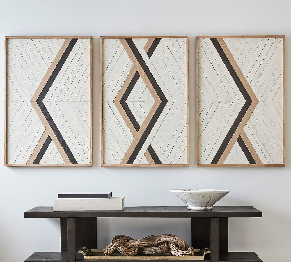 Aleksandra Zee Inlaid Wood Triptych Wall Art