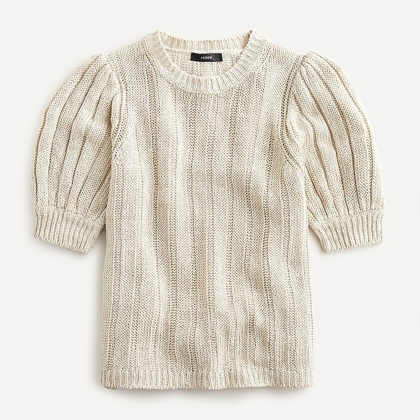 Puff-Sleeve Linen Sweater