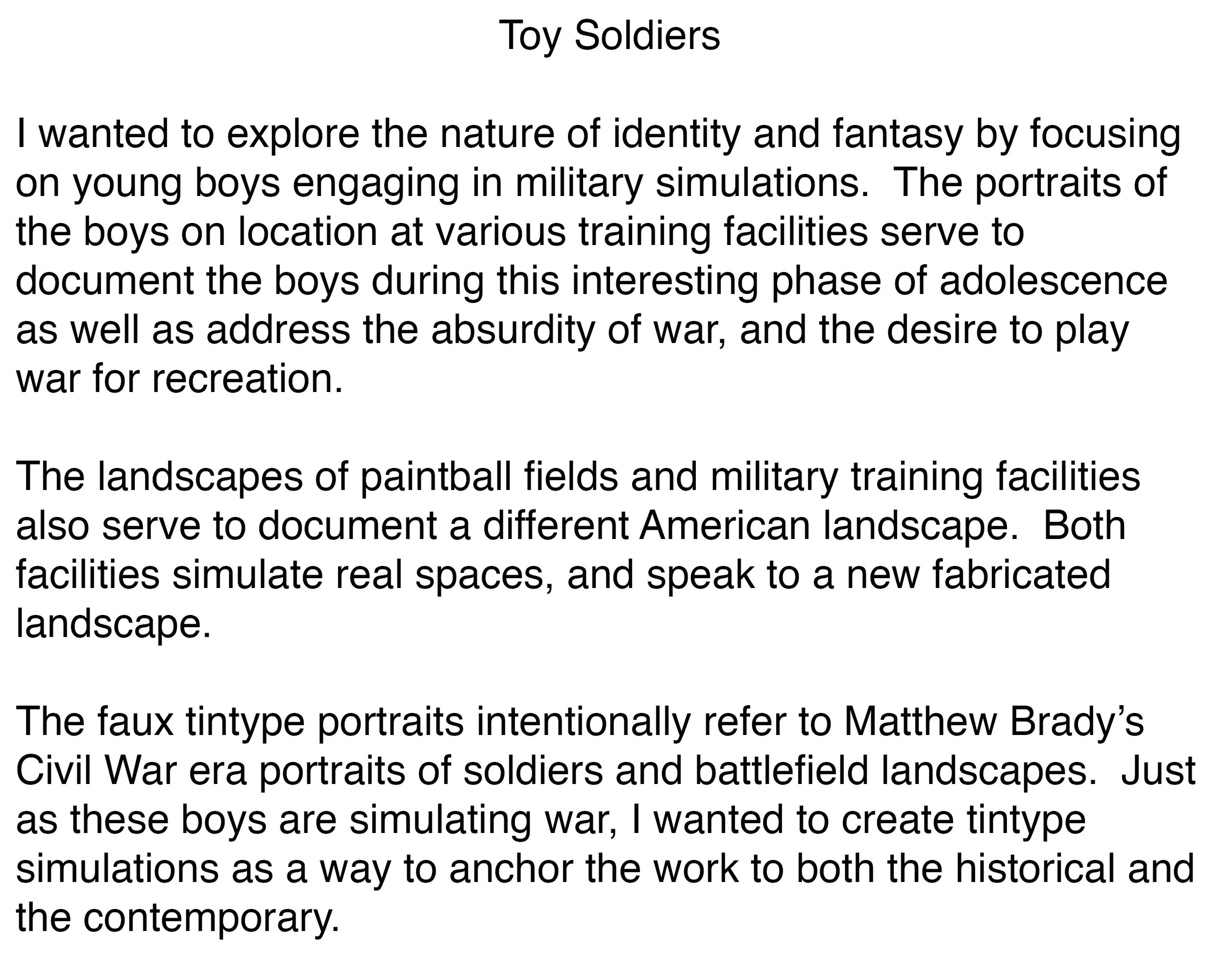 Toy Soldiers Artist Statement