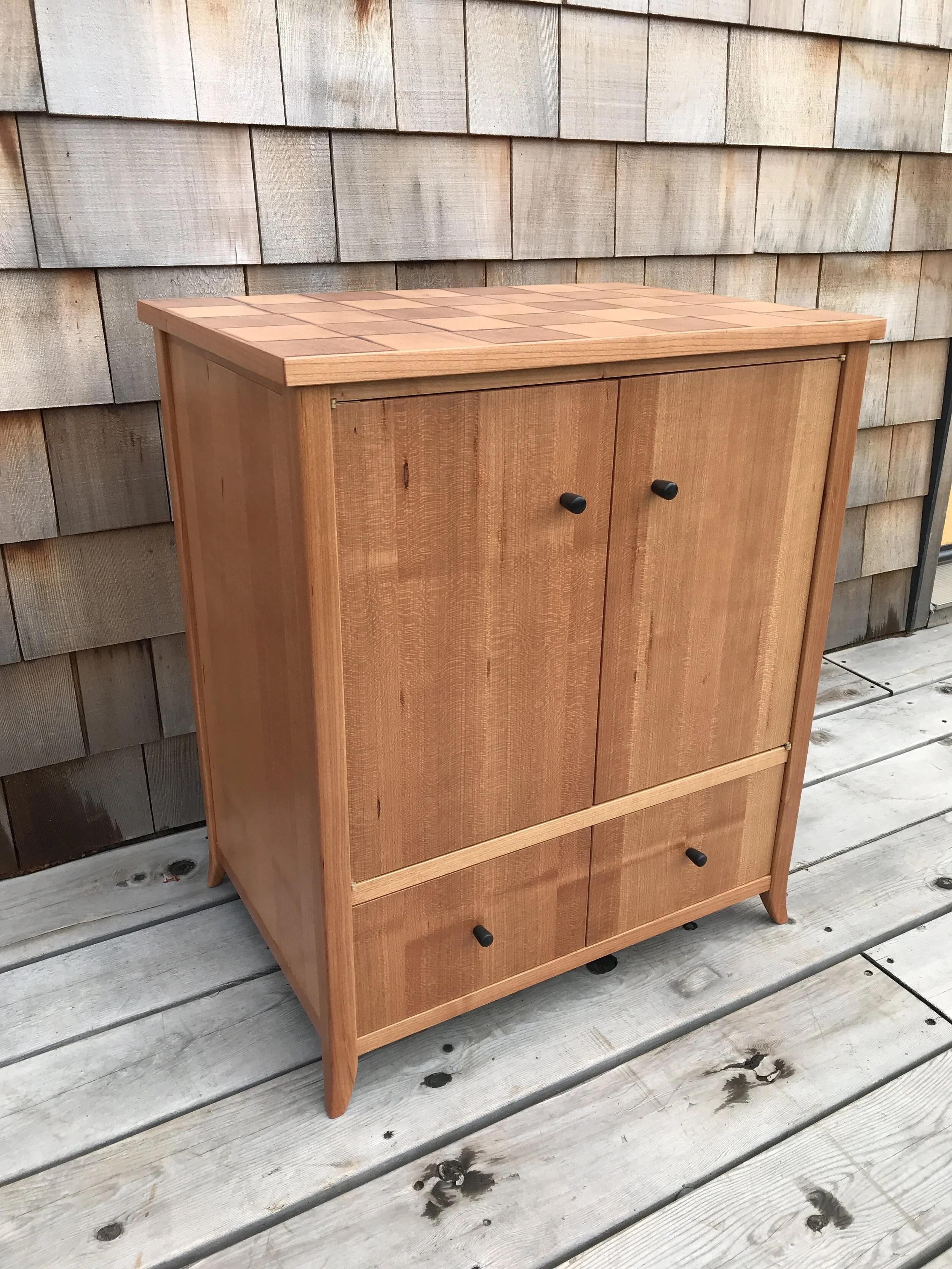 Media Cabinet with Cherry Parquetry and Ebony Accents
