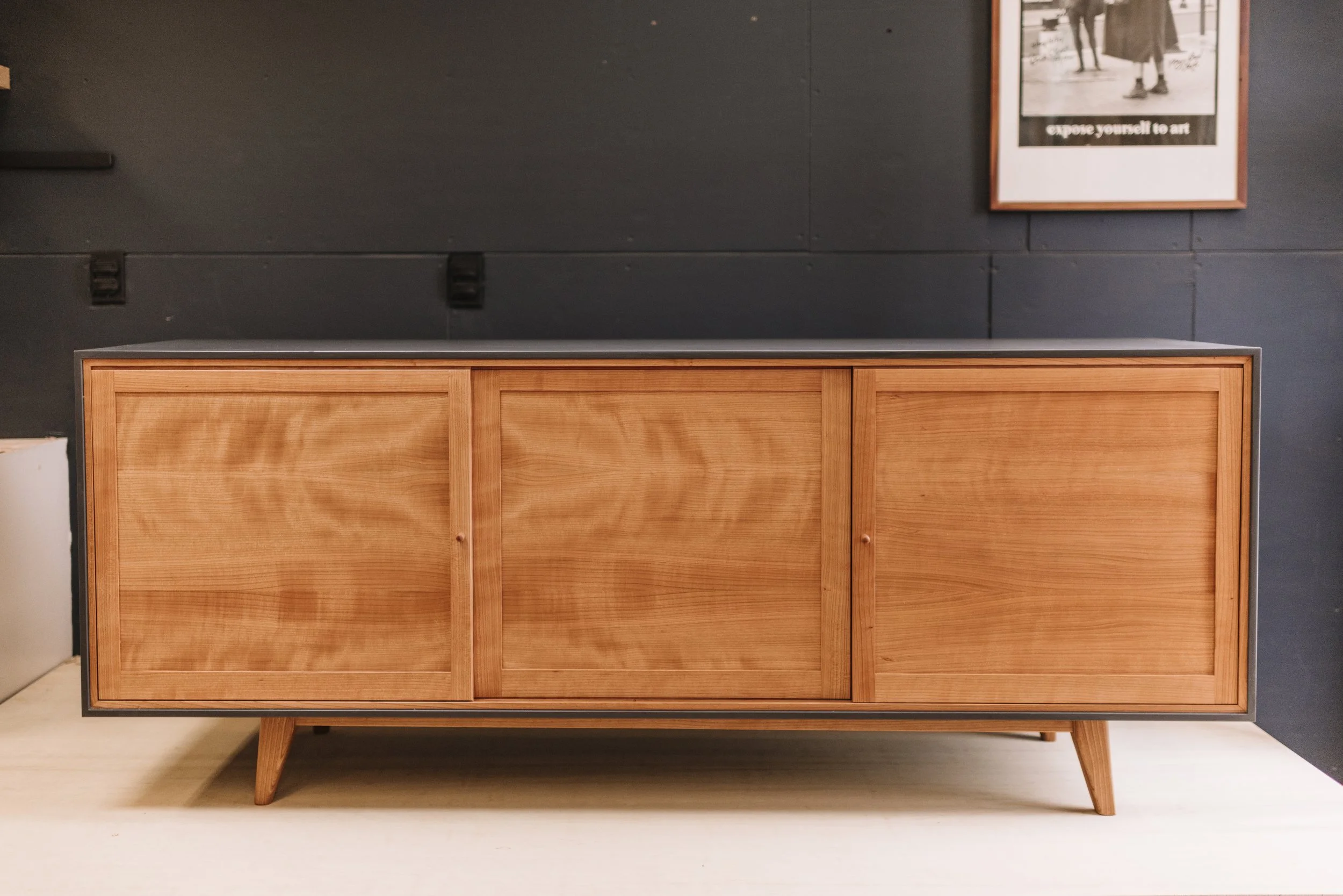 Milk Paint Credenza with Cherry Accents
