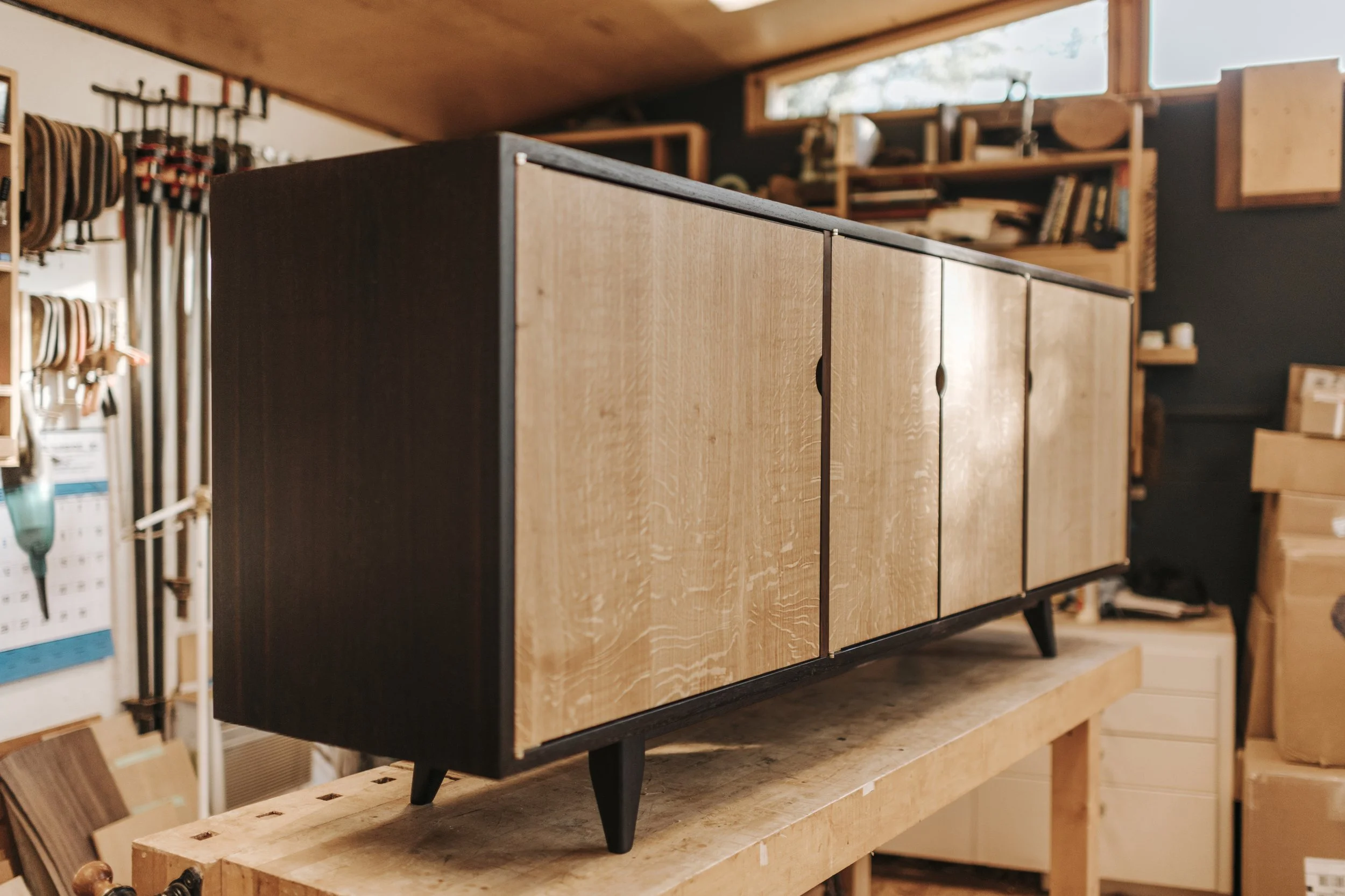 Credenza in White Oak and Wenge