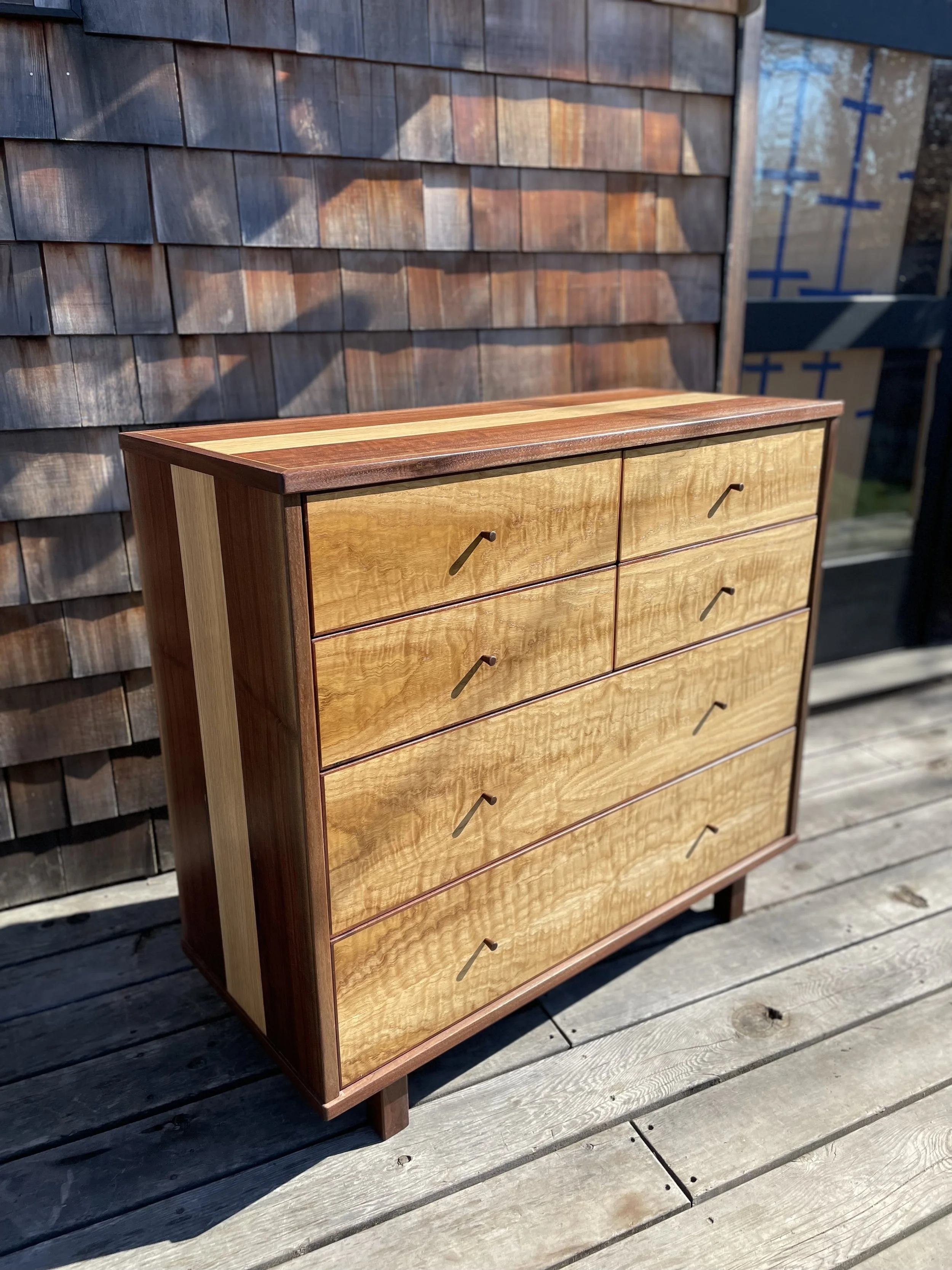 Dresser in White Oak with Walnut Accent