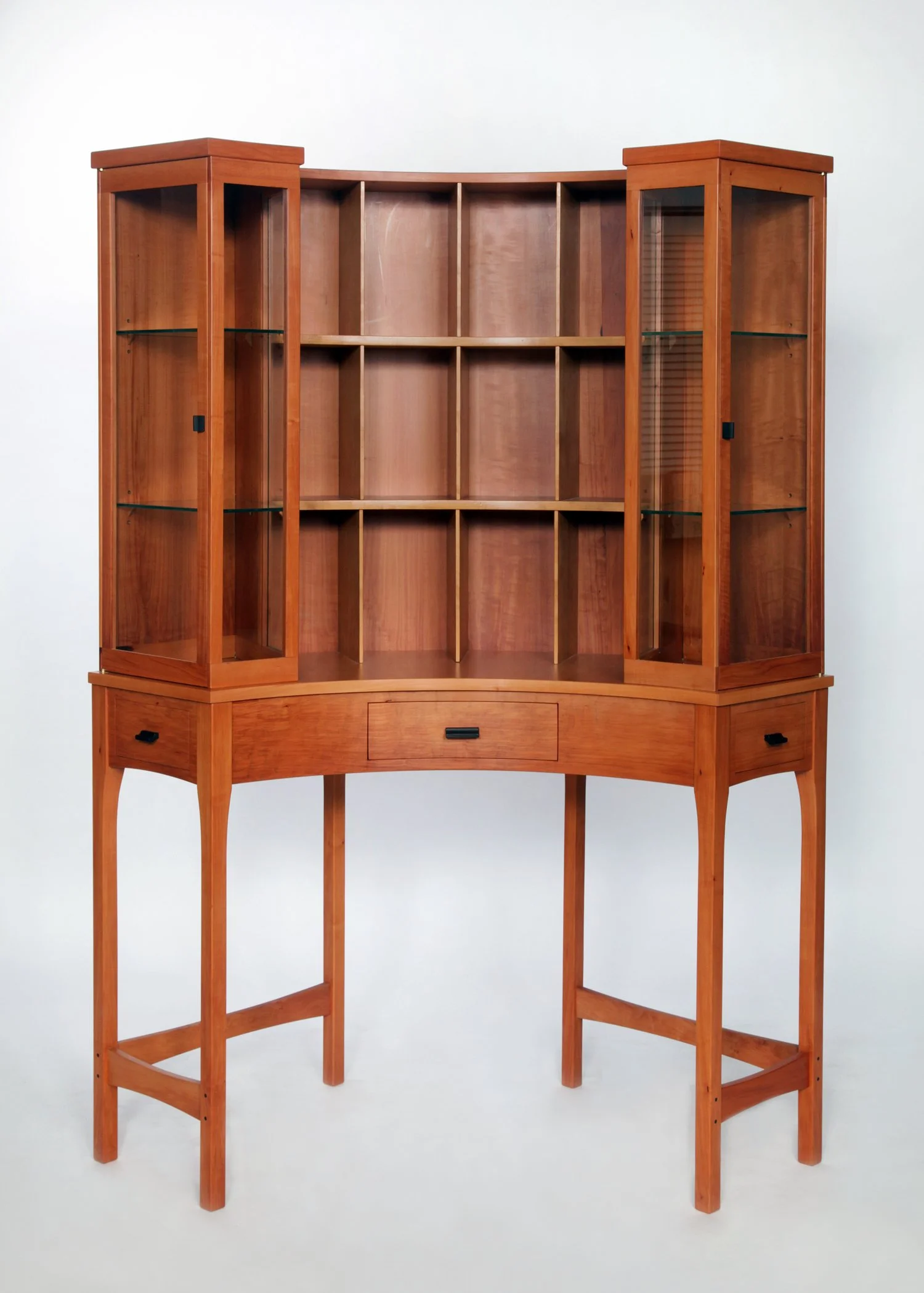 Corner library and Curio cabinet in Pear