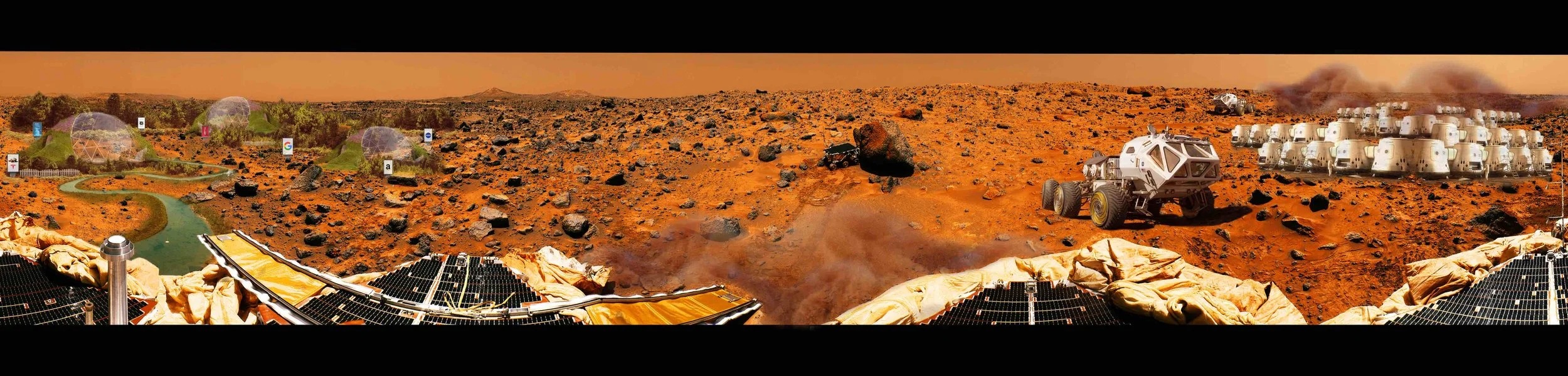 The final image was two views on how mars might be. One is a replica of earths green and blue rivers, an attempt to bring a piece of earth onto a foreign planet. It is also littered with different advertisements, signifying that we may still try and…