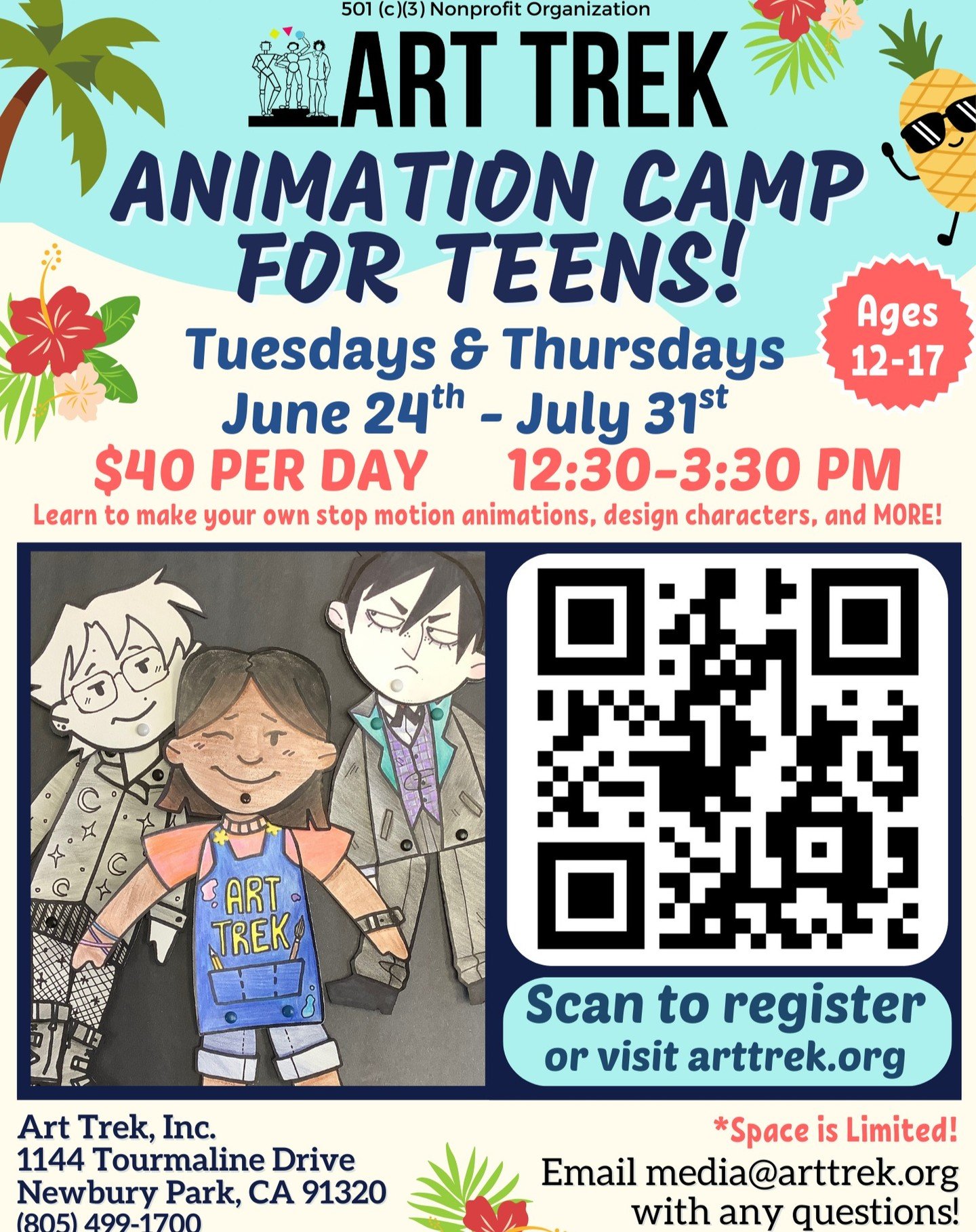 Teen Animation Camp dates begin this month! Registration is by the day-- Create your own short animation in one session or work on one big story throughout the whole summer! 🎨

Learn storytelling techniques while designing your own characters, props