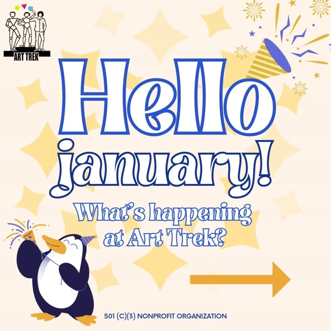 Happy New Year and hello January 2026! We have tons of exciting events in and out of the Art Trek studio, starting next week! 🎨🎉

Register for workshops on our website-- Click the link in our bio to visit www.arttrek.org

🍕 Pizza and Puppets for T