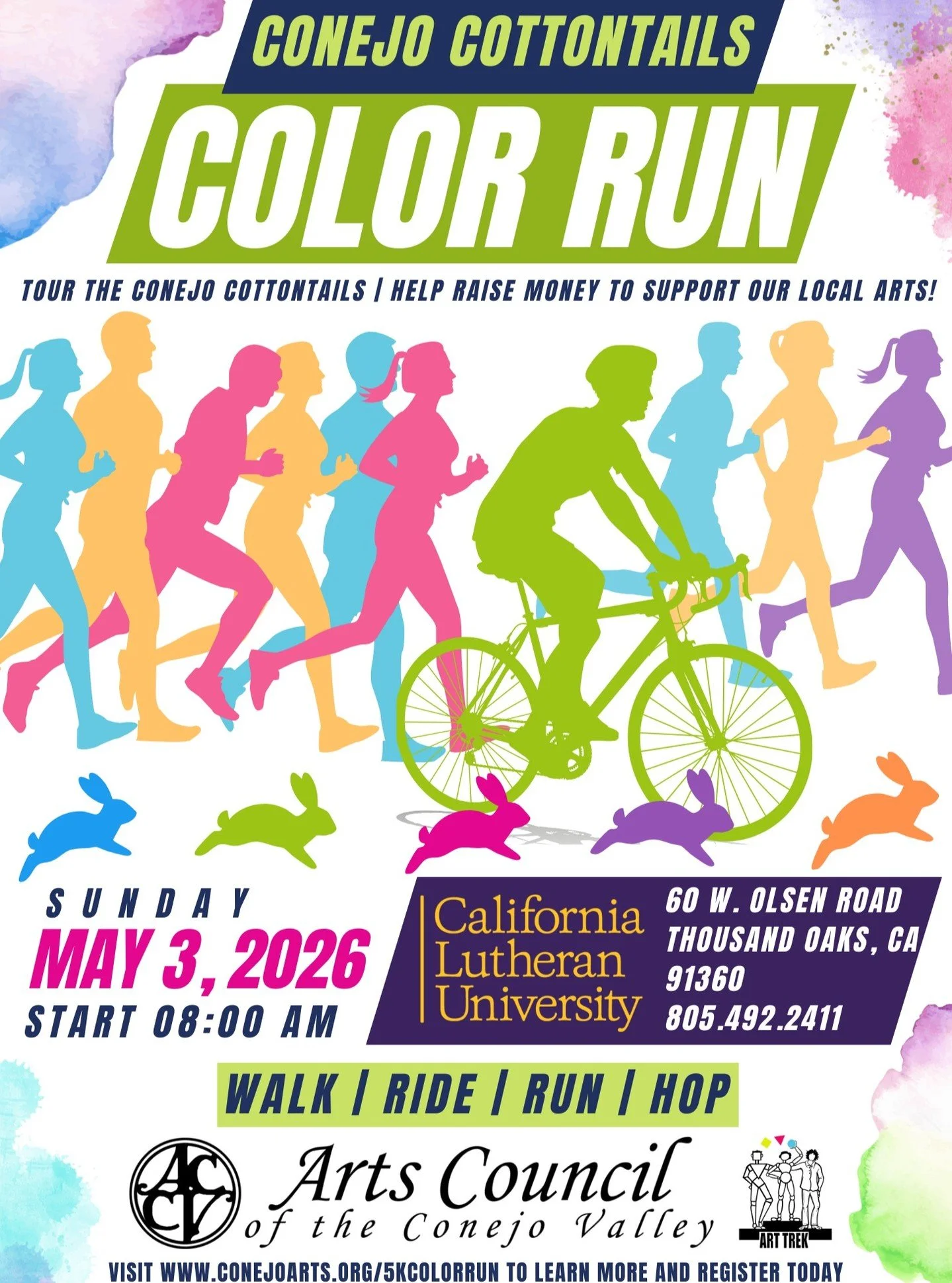 🐰 Mark your calendars for May 3rd, 2026 and join us for the Conejo Cottontails 5K Color Run! Hosted by the Arts Council of the Conejo Valley @artscouncilofcv www.conejoarts.org

🎨 Walk | Ride | Run | Hop; tour the Conejo Cottontails and help raise 