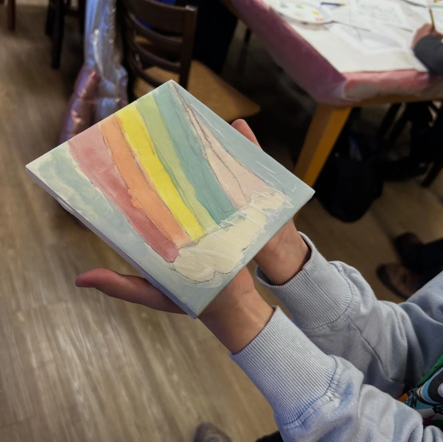 Ladera 5th graders visited the studio today to work on their annual tile wall! 🎨 @laderastarsacademy 
Each student had the opportunity to design their own tile for their on-campus tile wall. Soon, we will fire their bisque tiles and mount the comple