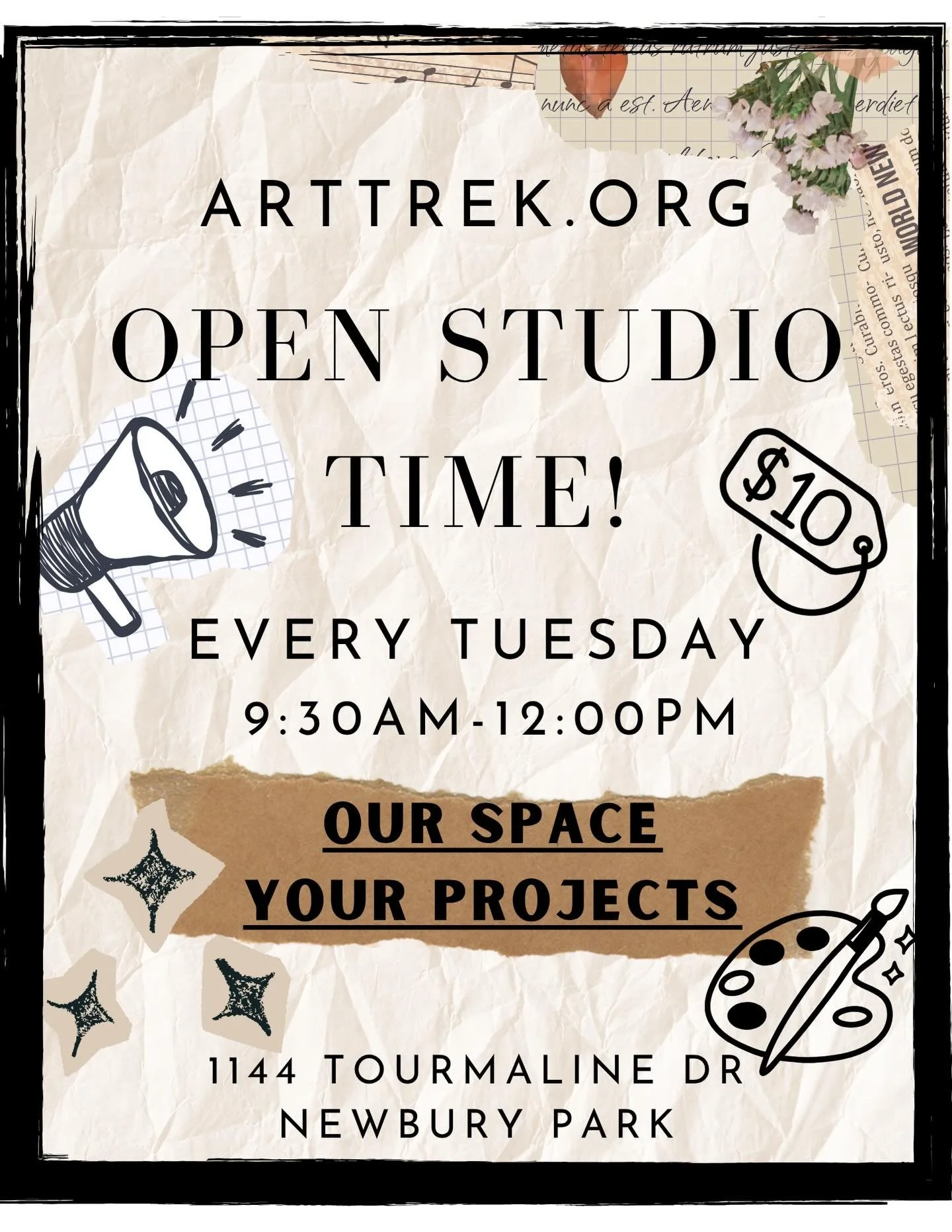 Our Studio is Your Studio every Tuesday morning at Art Trek! Gather for our weekly artist meet-ups from 9:30a-12:00p and make some art with us! 🎨🧶

📍 Located at Art Trek, Inc. 1144 Tourmaline Dr, Newbury Park CA

🎨 For $10 at the door, enjoy a re
