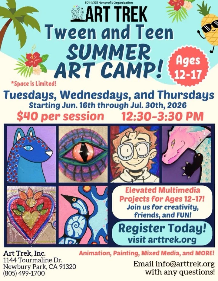 Calling all Tweens and Teens! Join us in the summer for our afternoon art camp, packed full of elevated art projects for ages 12-17! 🎨 Register online by visiting https://www.arttrek.org/teen-art-camp

🌞 Tween and Teen Camp runs Tue-Thurs from June