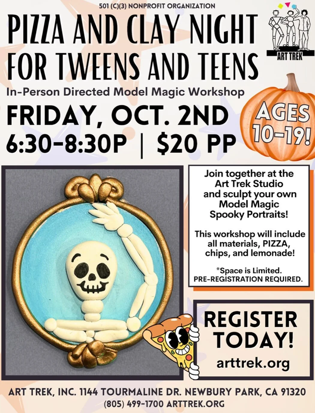 Calling all Tweens and Teens&mdash; Join us at the Studio NEXT FRIDAY, October 2nd, for our next Tween and Teen Art Workshop! 🍕🎨 Sculpt your own Spooky Portraits&mdash; all art supplies provided!

Register online today! Click the link in our bio to