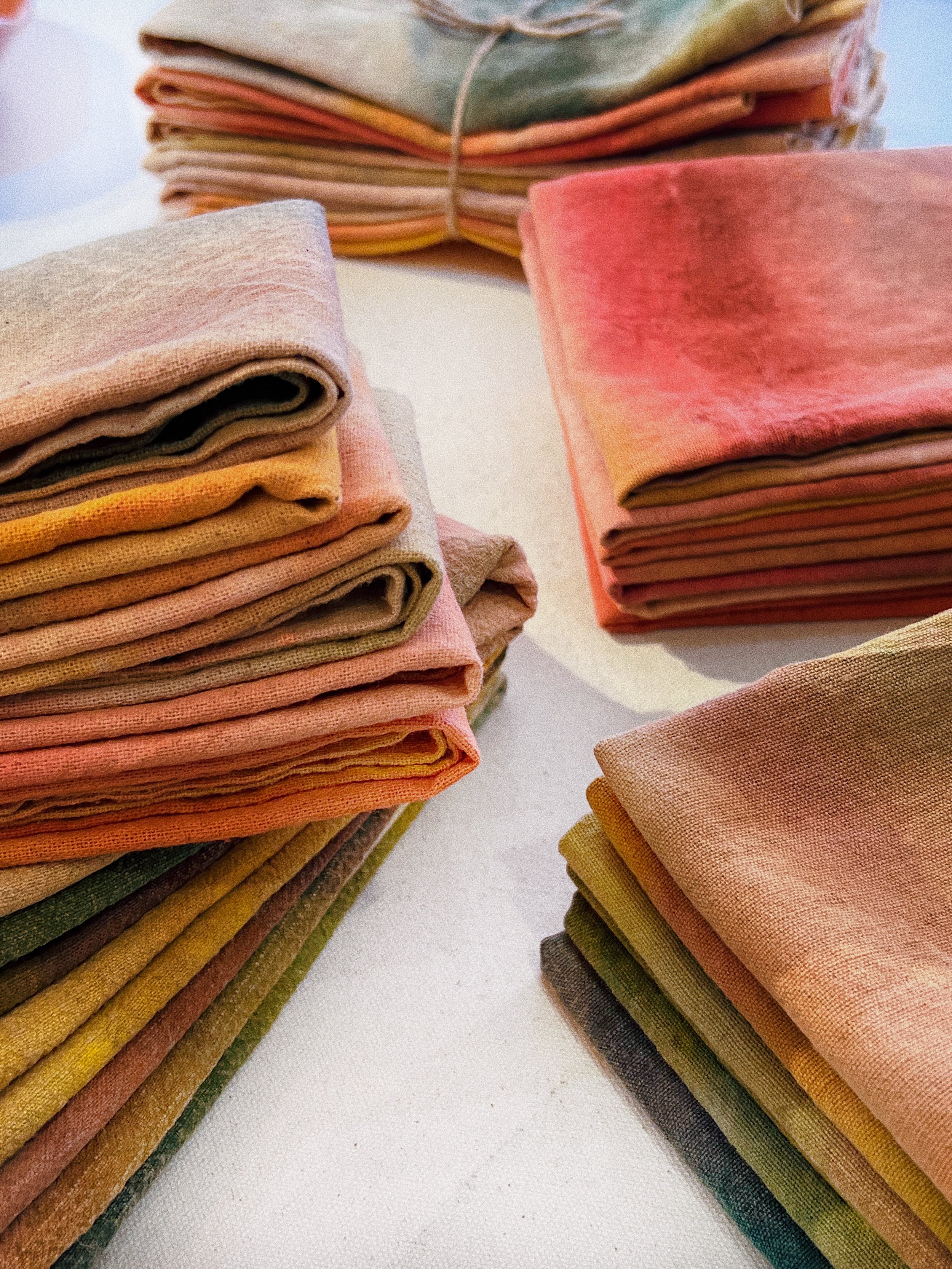 Stacks of custom designed napkins from Morgan Dyer's custom napkin set.