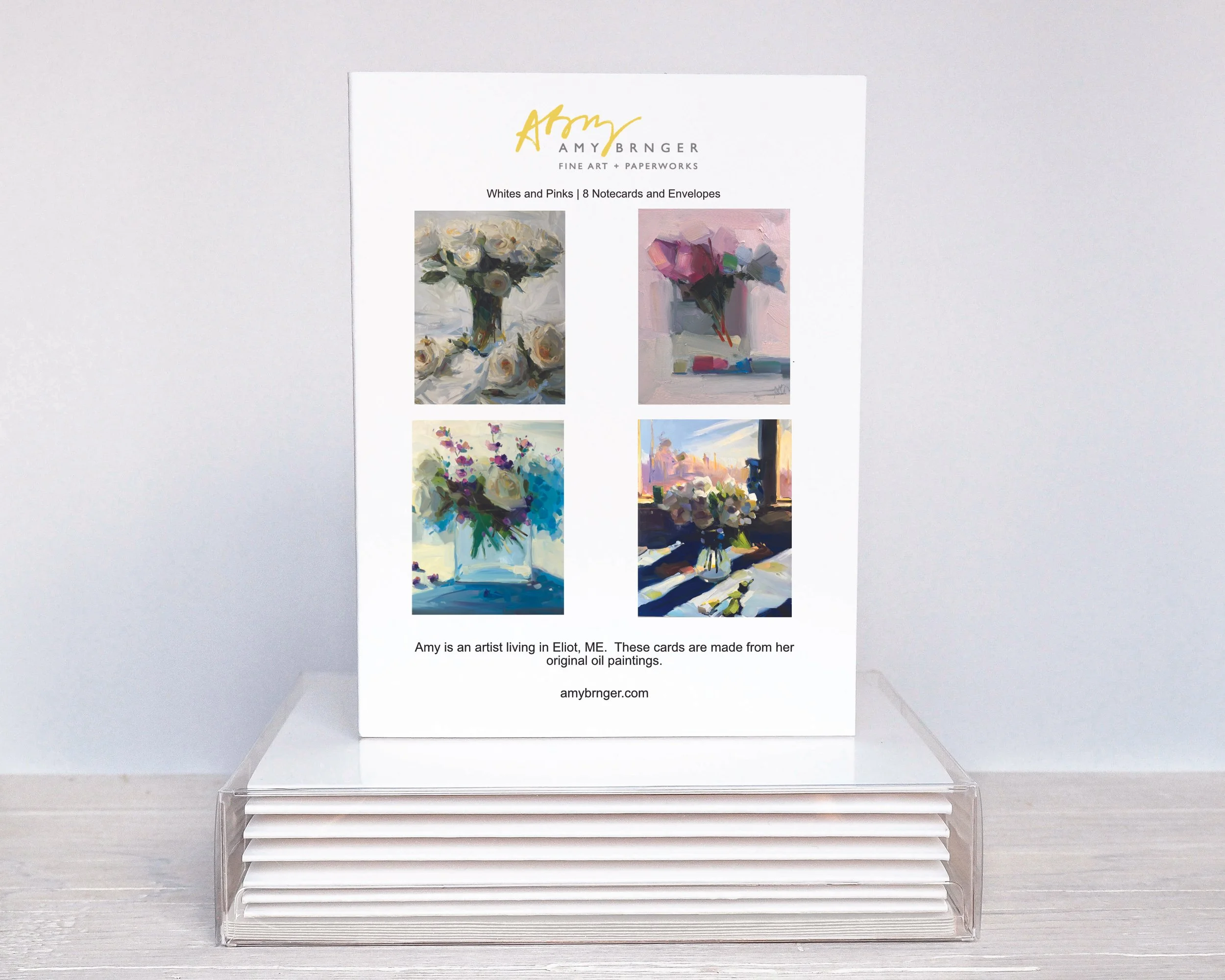 NEW Whites and Pinks Note Card Set (8 cards and envelopes)