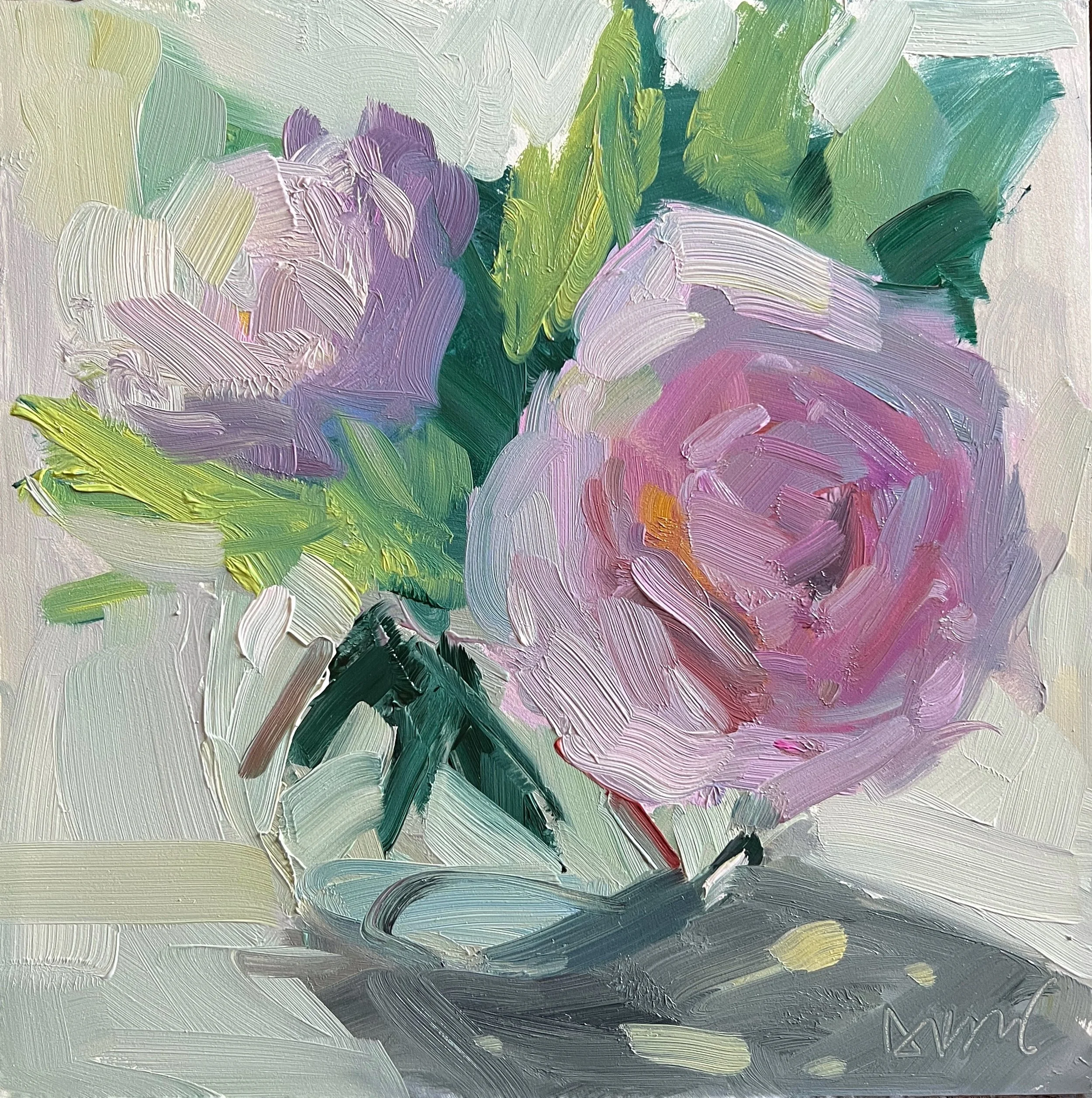 Peony II, 8" x 8" x 1.5" Oil Painting,Framed