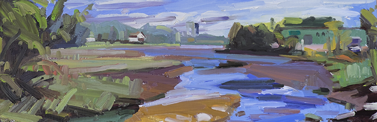 Mill Pond, Wide View, 6 x 18, oil on panel. (Copy)