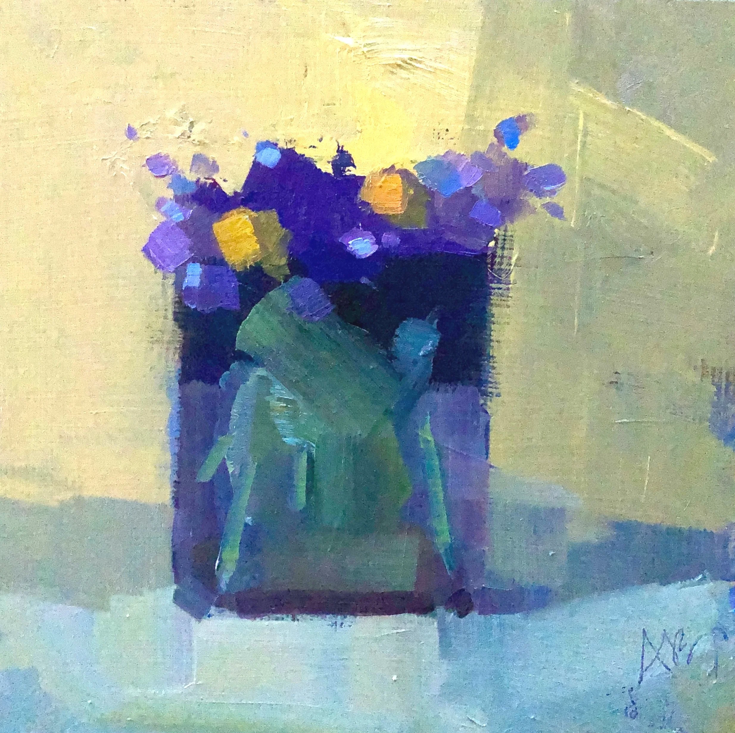 Purple and Yellow I, 8 x 8, oil on panel.