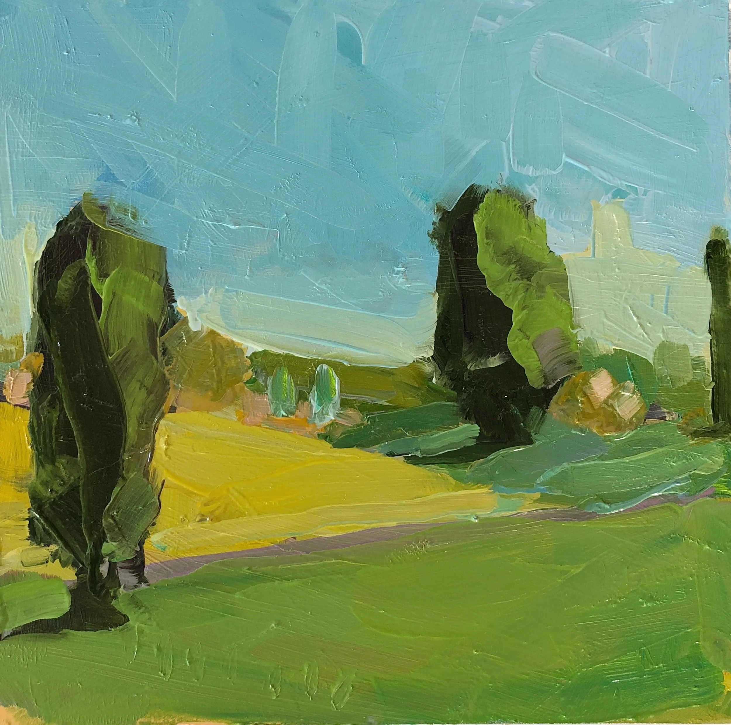 Pease, August 31. 8 x 8, oil on panel.
