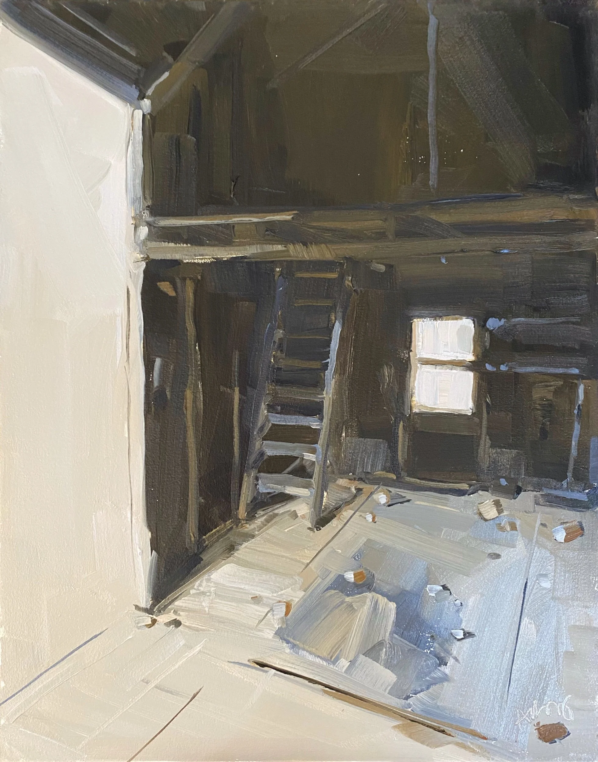 Barn Interior, 14 x 11. Oil on panel. (Copy)