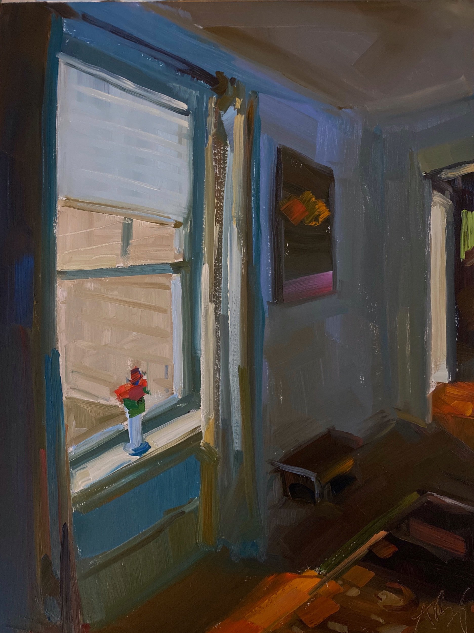 Hallway View with Rose, 12 x 9, oil on panel. (Copy)