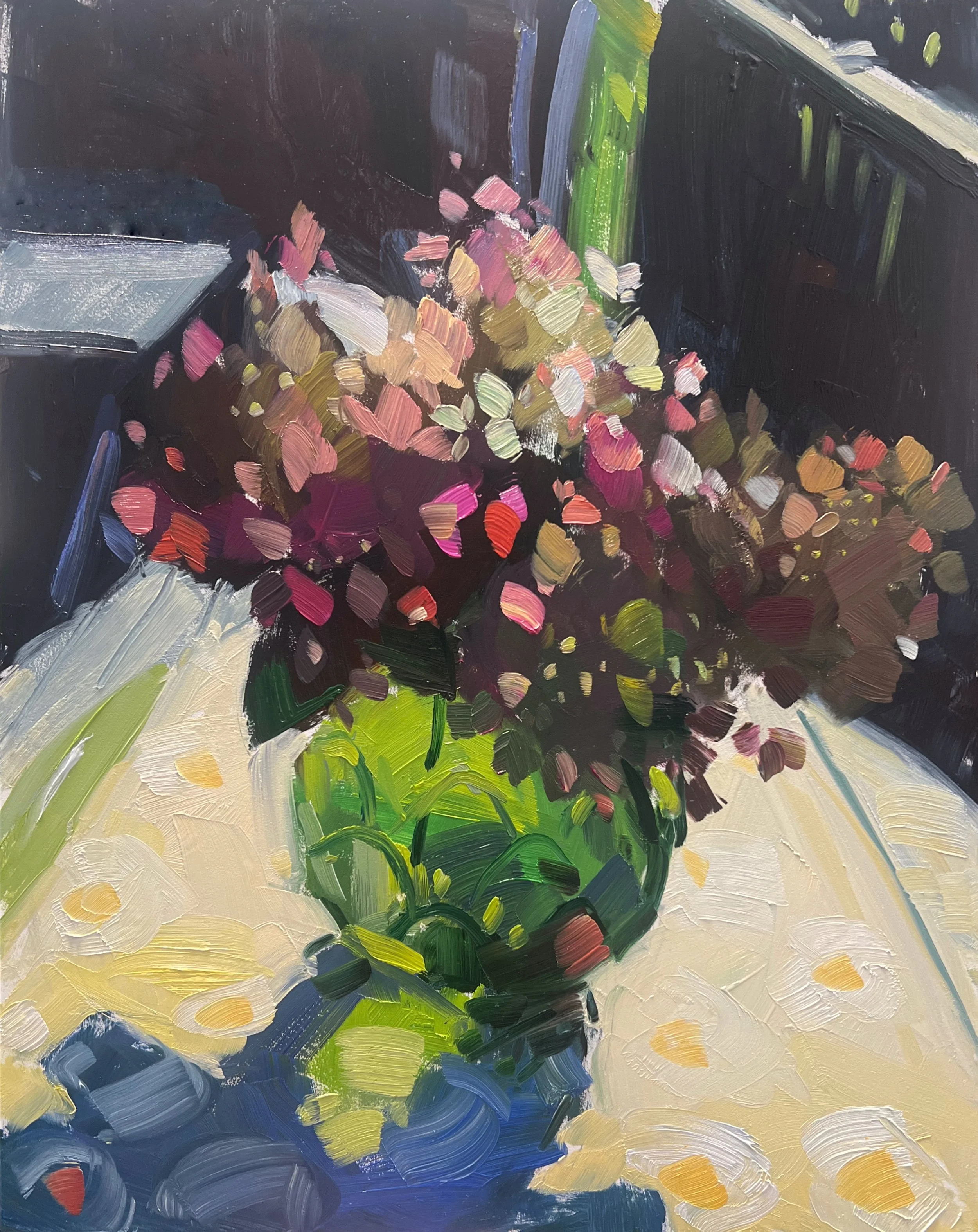 Hydrangeas in the Sun,  14" x 11" x 1/8" Original Oil Painting, Unframed