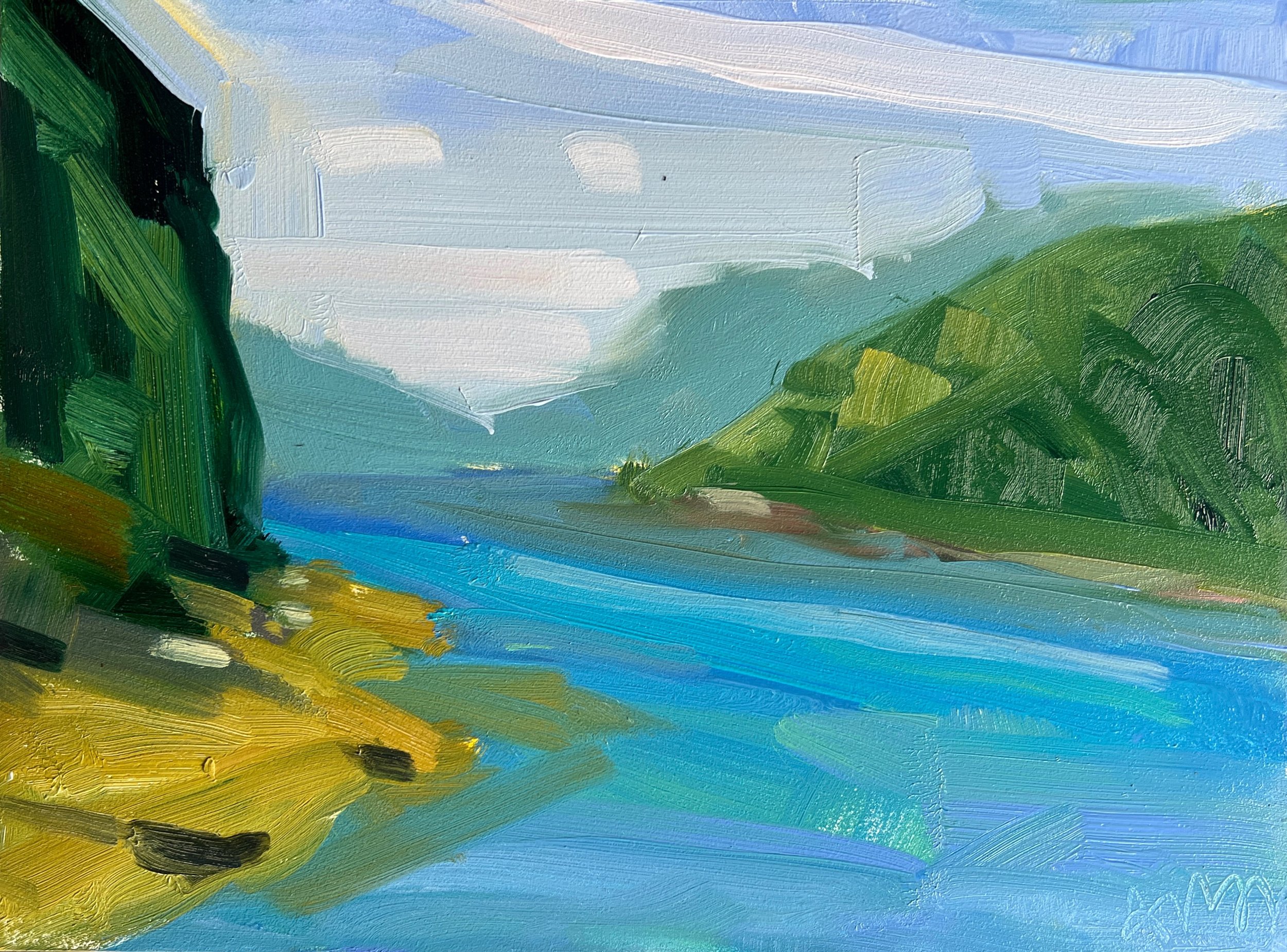 Somes Sound, Morning, 6” x 8" x  1/8" Oil Painting, Unframed