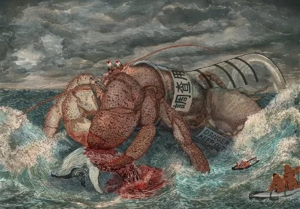 Illustration for Locus Zine, is about how Japanese been using scientific investigation as an excuse to kill whales.